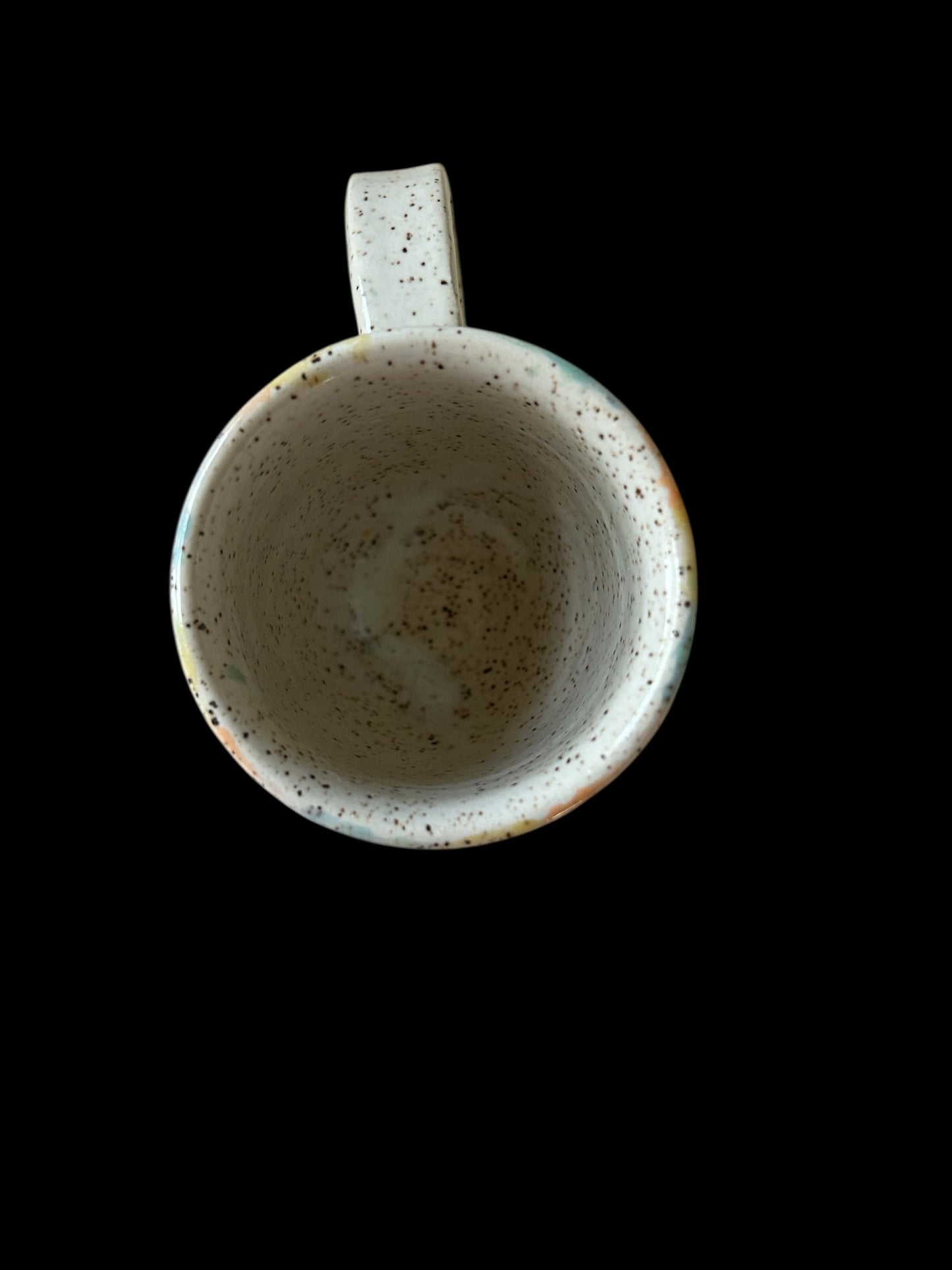 Wheel-Thrown Mug #65 on Speckled Stoneware in Transparent Spring Colors