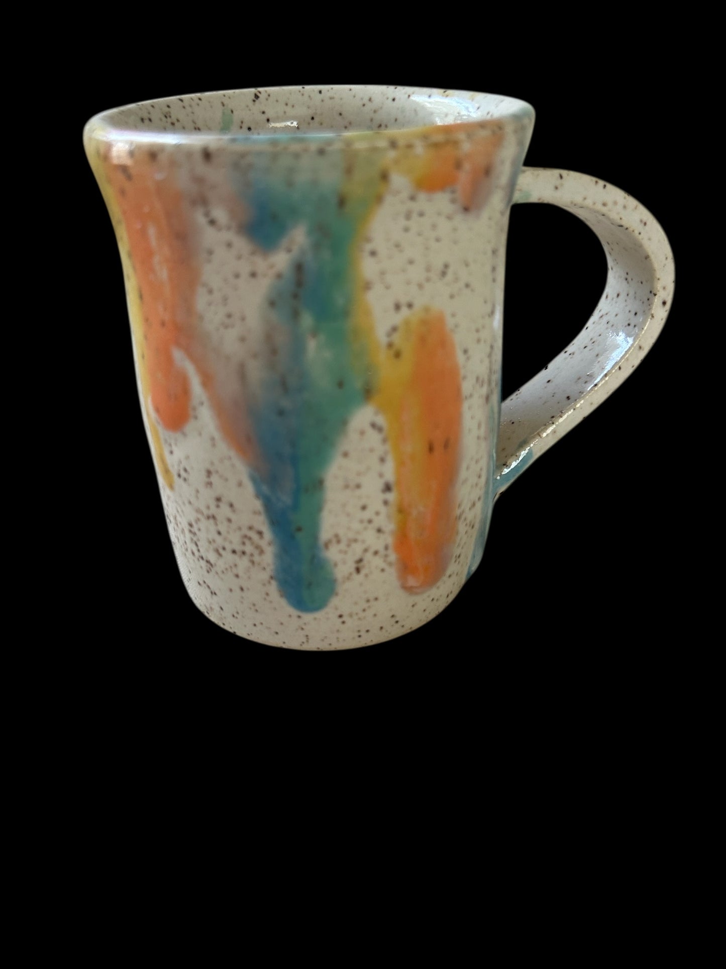 Wheel-Thrown Mug #65 on Speckled Stoneware in Transparent Spring Colors