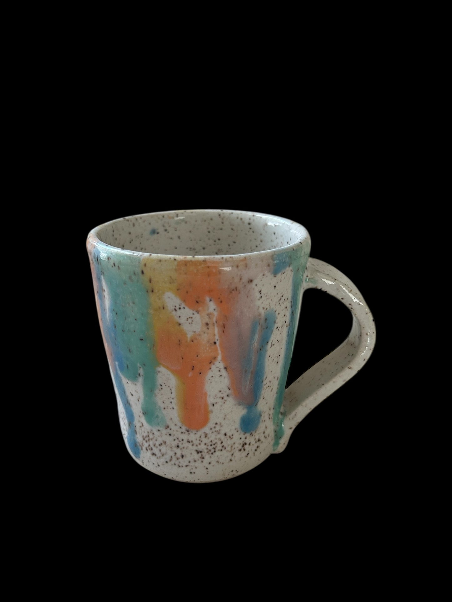 Wheel-Thrown Mug #64 Speckled Stoneware in Transparent Spring Colors