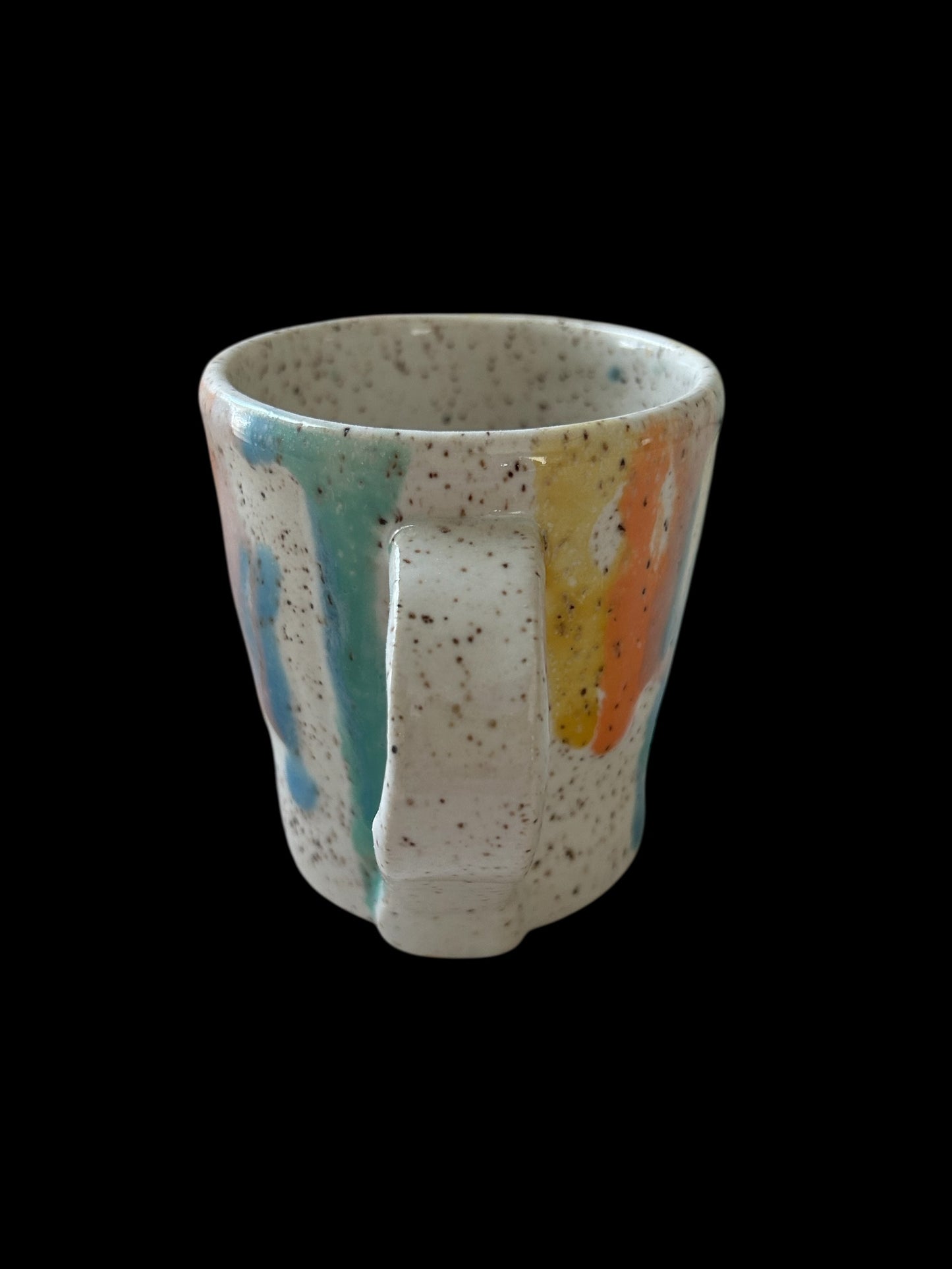 Wheel-Thrown Mug #64 Speckled Stoneware in Transparent Spring Colors