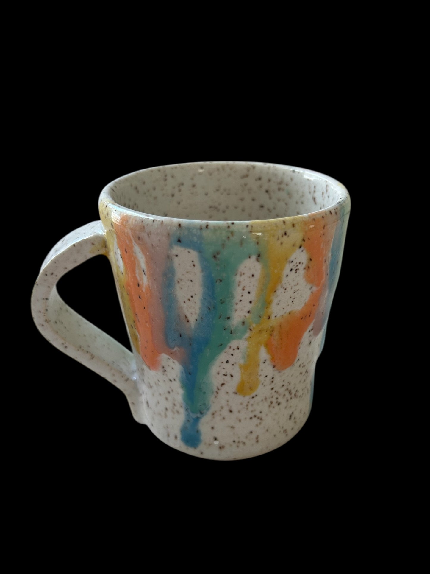 Wheel-Thrown Mug #64 Speckled Stoneware in Transparent Spring Colors