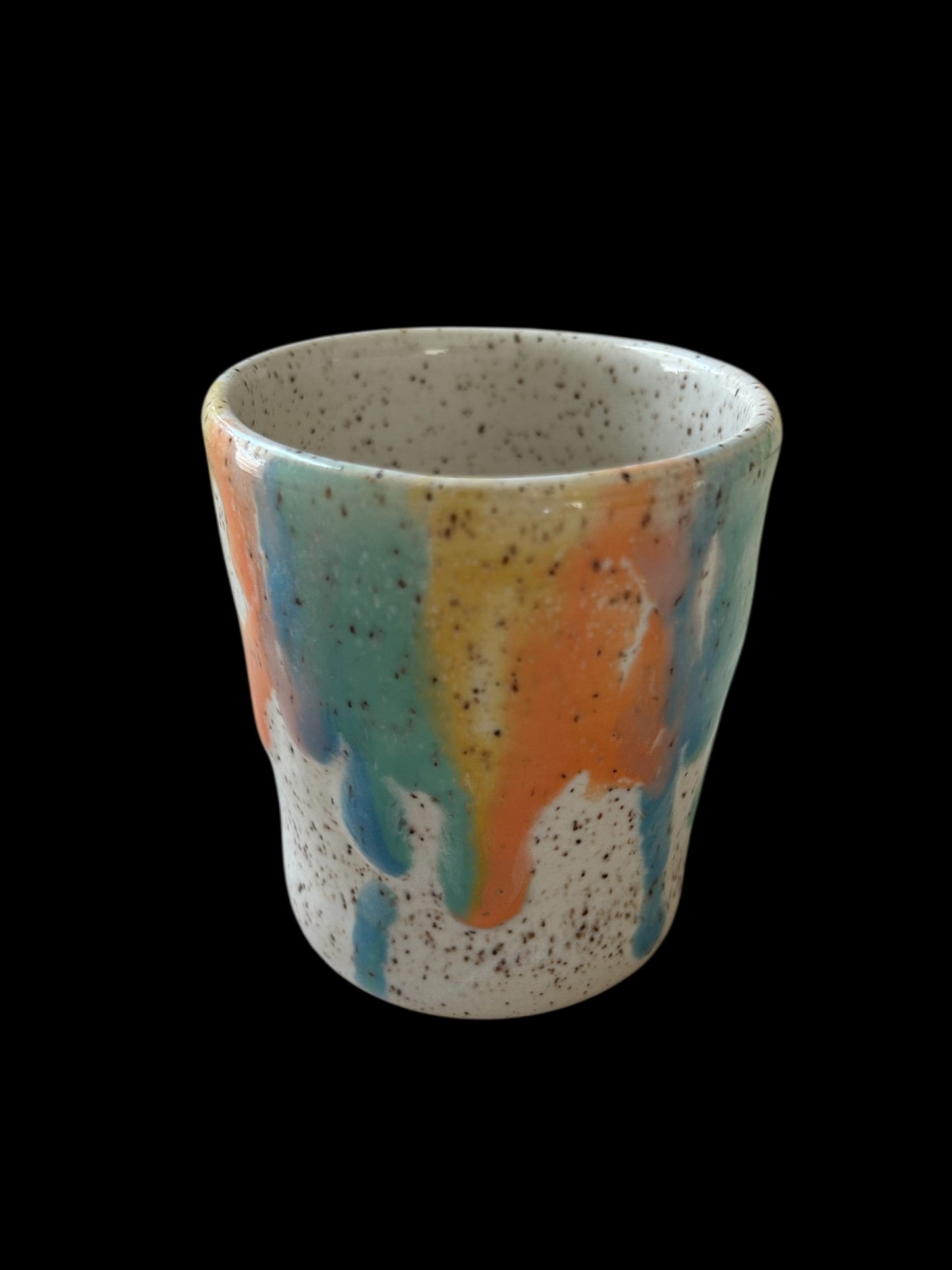 Wheel-Thrown Mug #64 Speckled Stoneware in Transparent Spring Colors