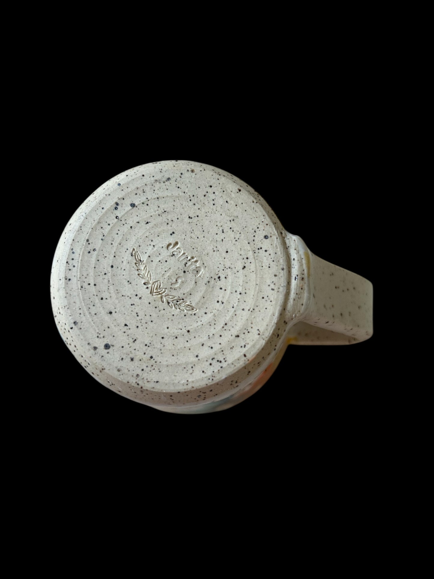 Wheel-Thrown Mug #64 Speckled Stoneware in Transparent Spring Colors