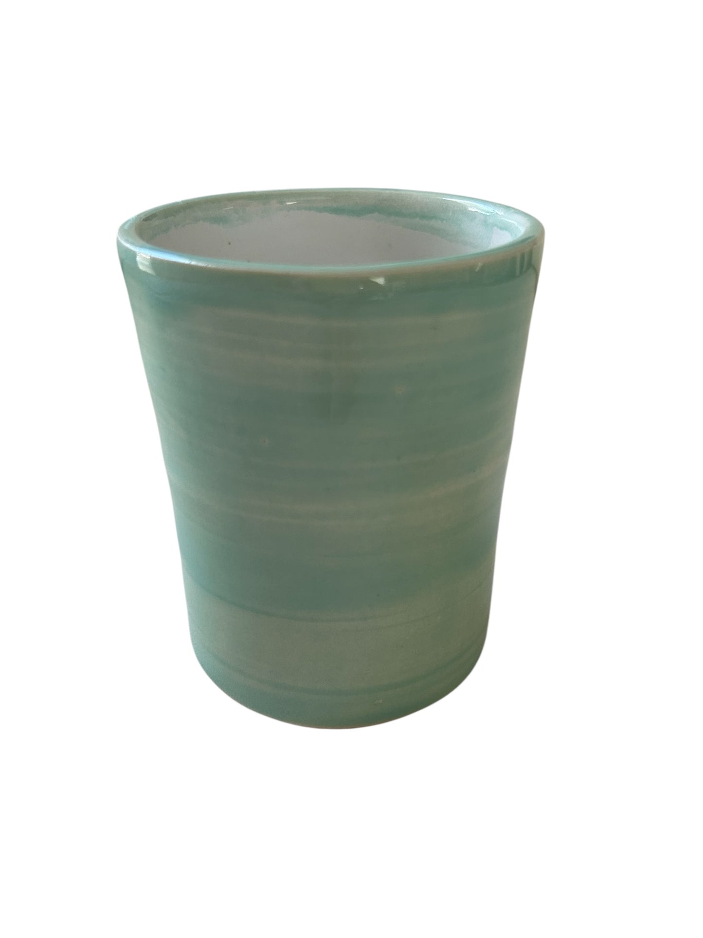 Wheel-Thrown Mug #8 with Braided Handle in Succulent Green