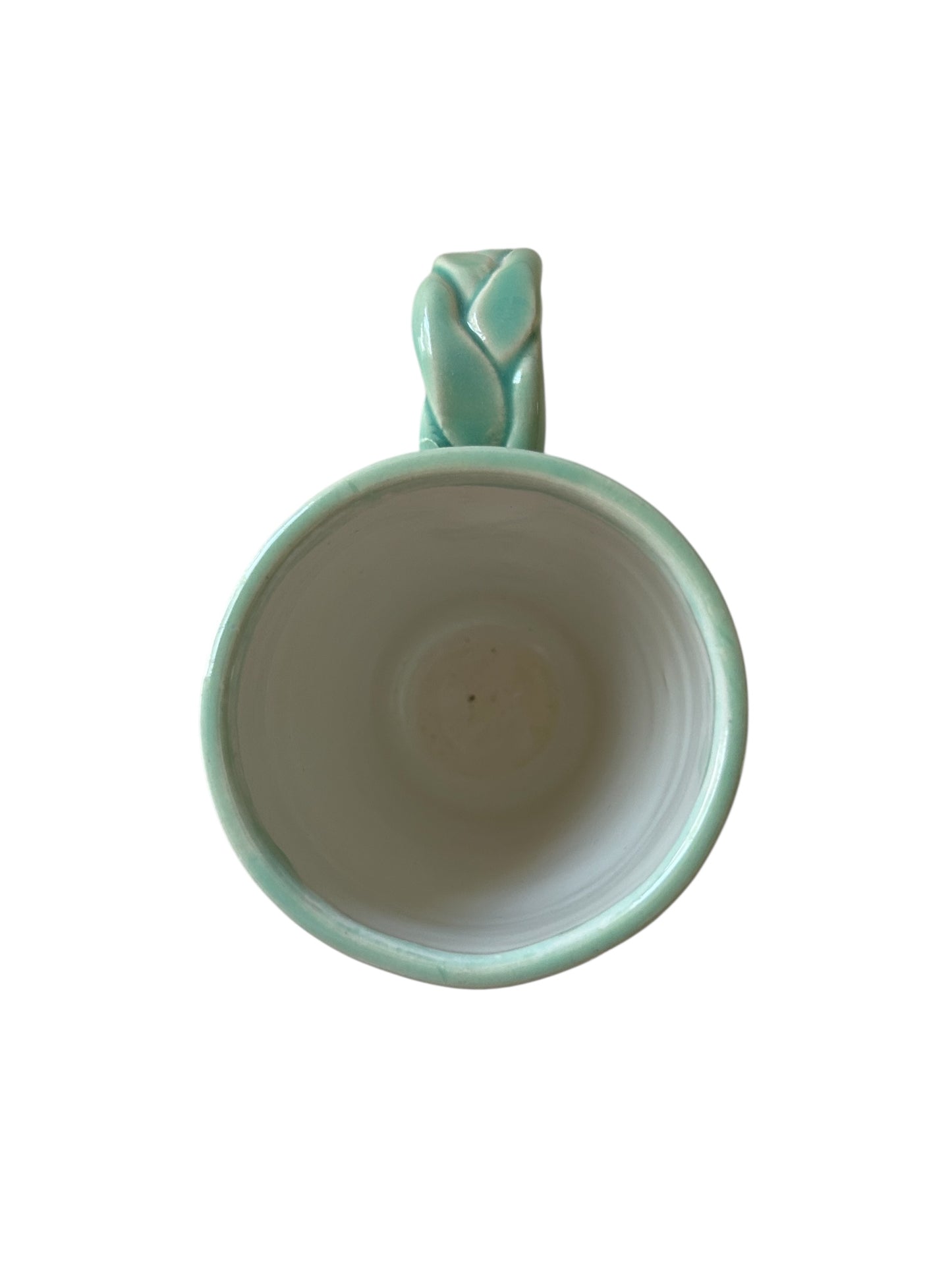 Wheel-Thrown Mug #8 with Braided Handle in Succulent Green