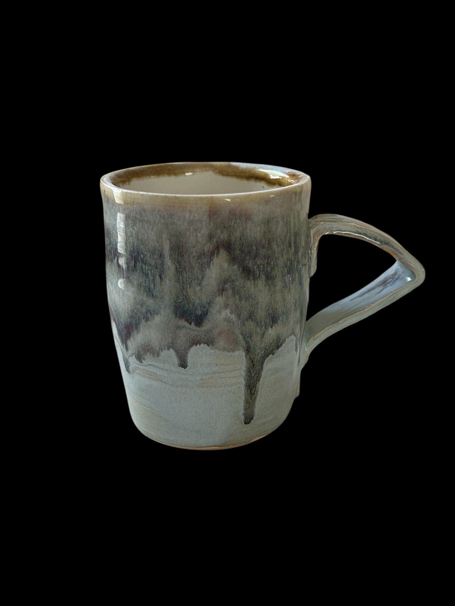 Wheel-Thrown Mug #81 in Snowy Gray and White