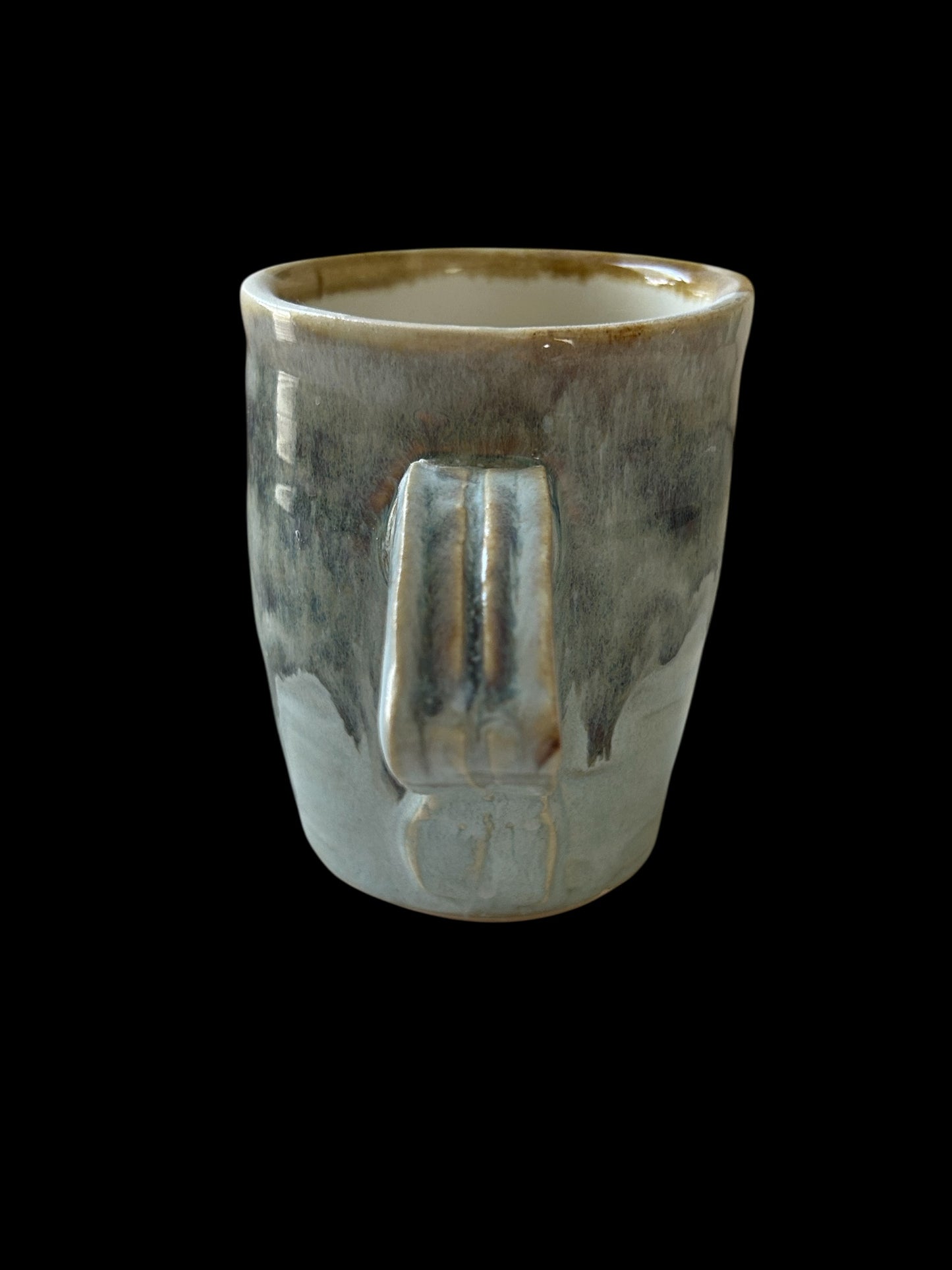 Wheel-Thrown Mug #81 in Snowy Gray and White