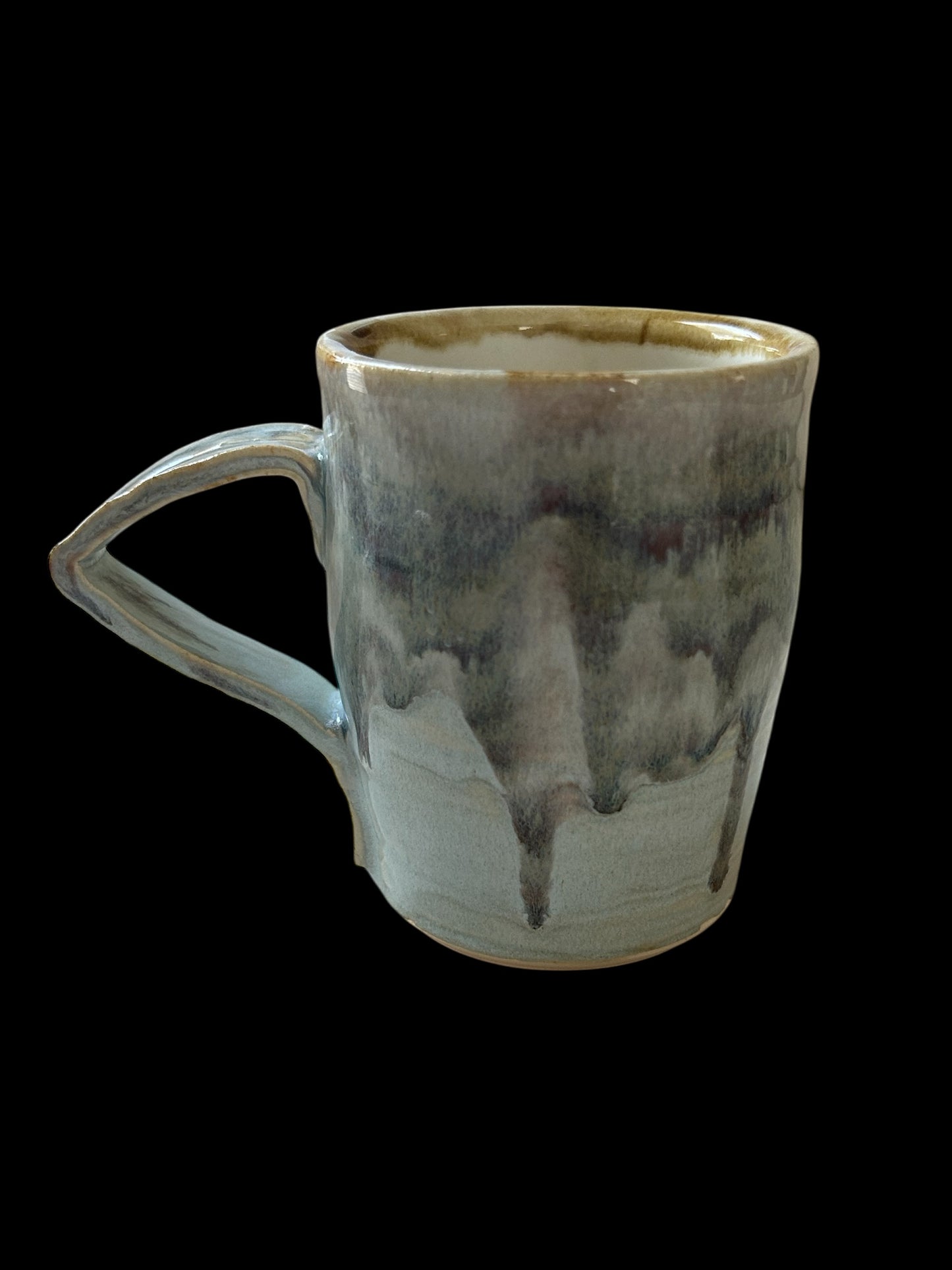 Wheel-Thrown Mug #81 in Snowy Gray and White