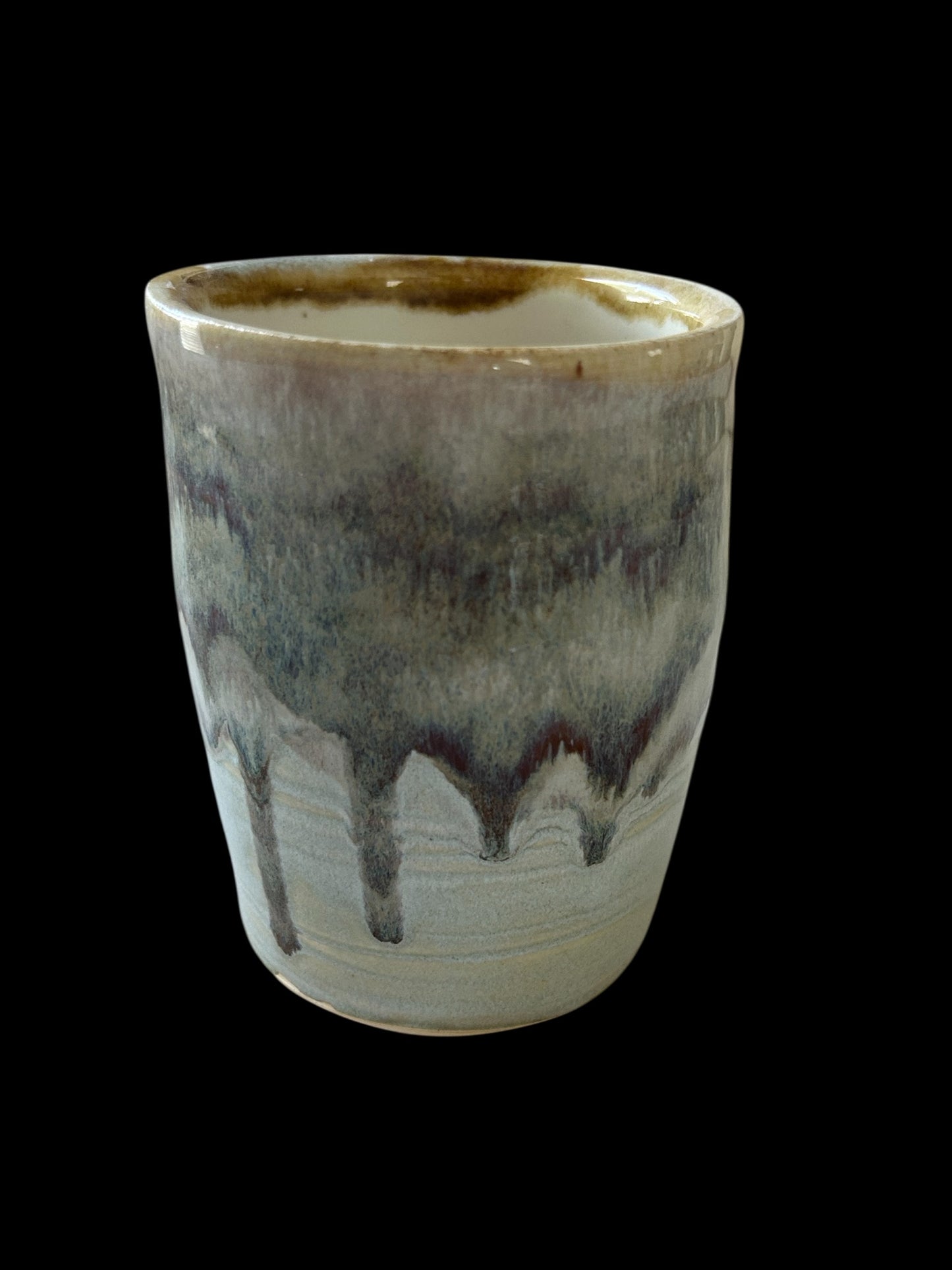 Wheel-Thrown Mug #81 in Snowy Gray and White