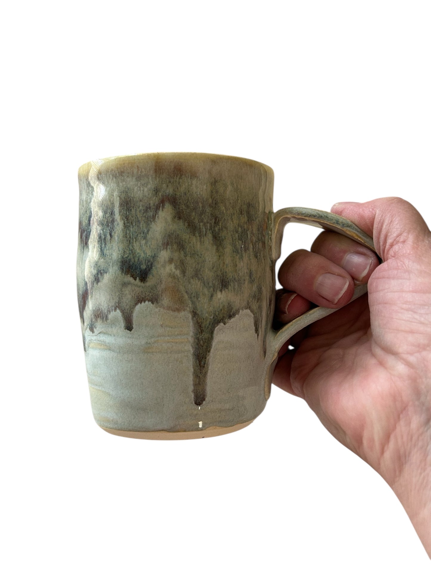 Wheel-Thrown Mug #81 in Snowy Gray and White