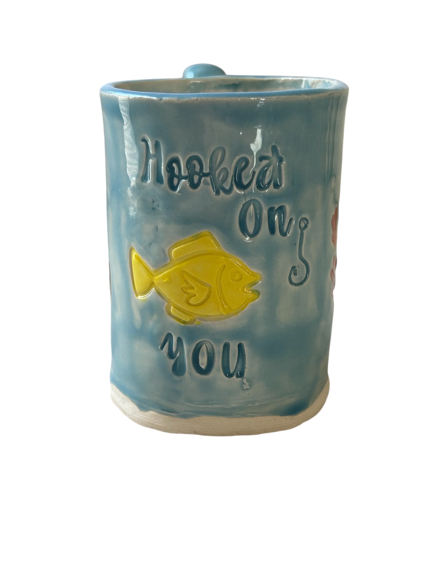 Handbuilt Mug #10 with Stamped Hooked on You Design