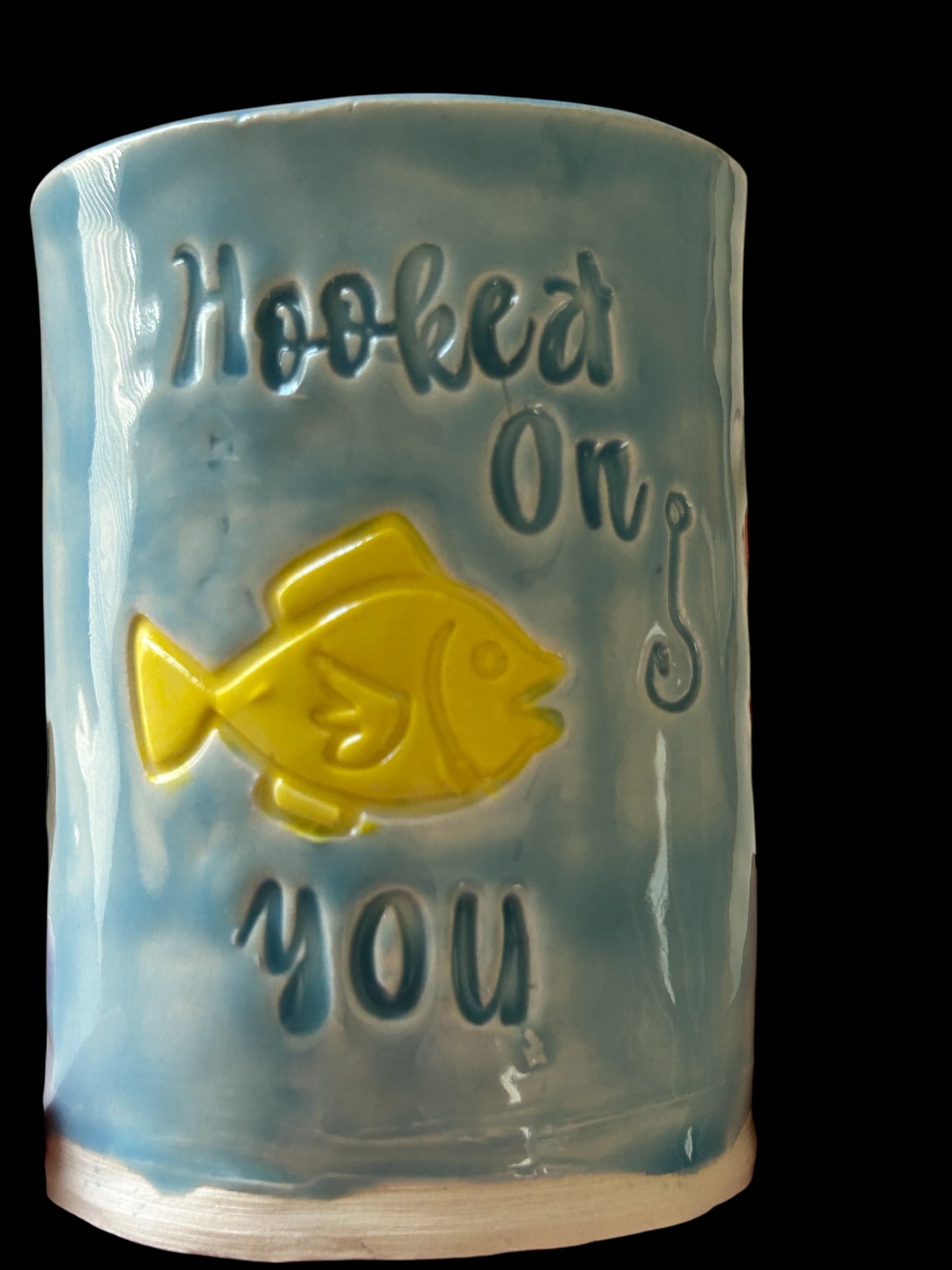 Handbuilt Mug #10 with Stamped Hooked on You Design