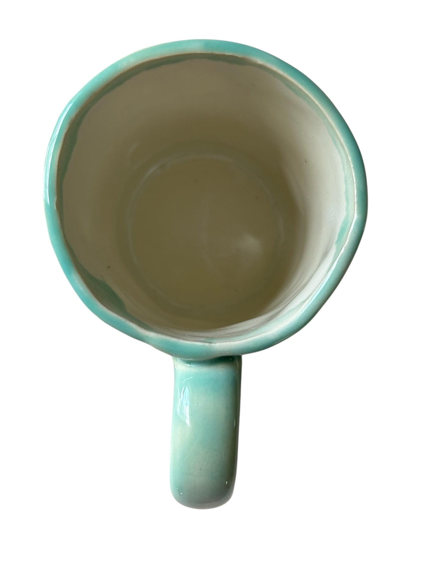 Handbuilt Mug #11 with Stamped Shine Bright Mermaid, Palm Trees, and Lighthouse