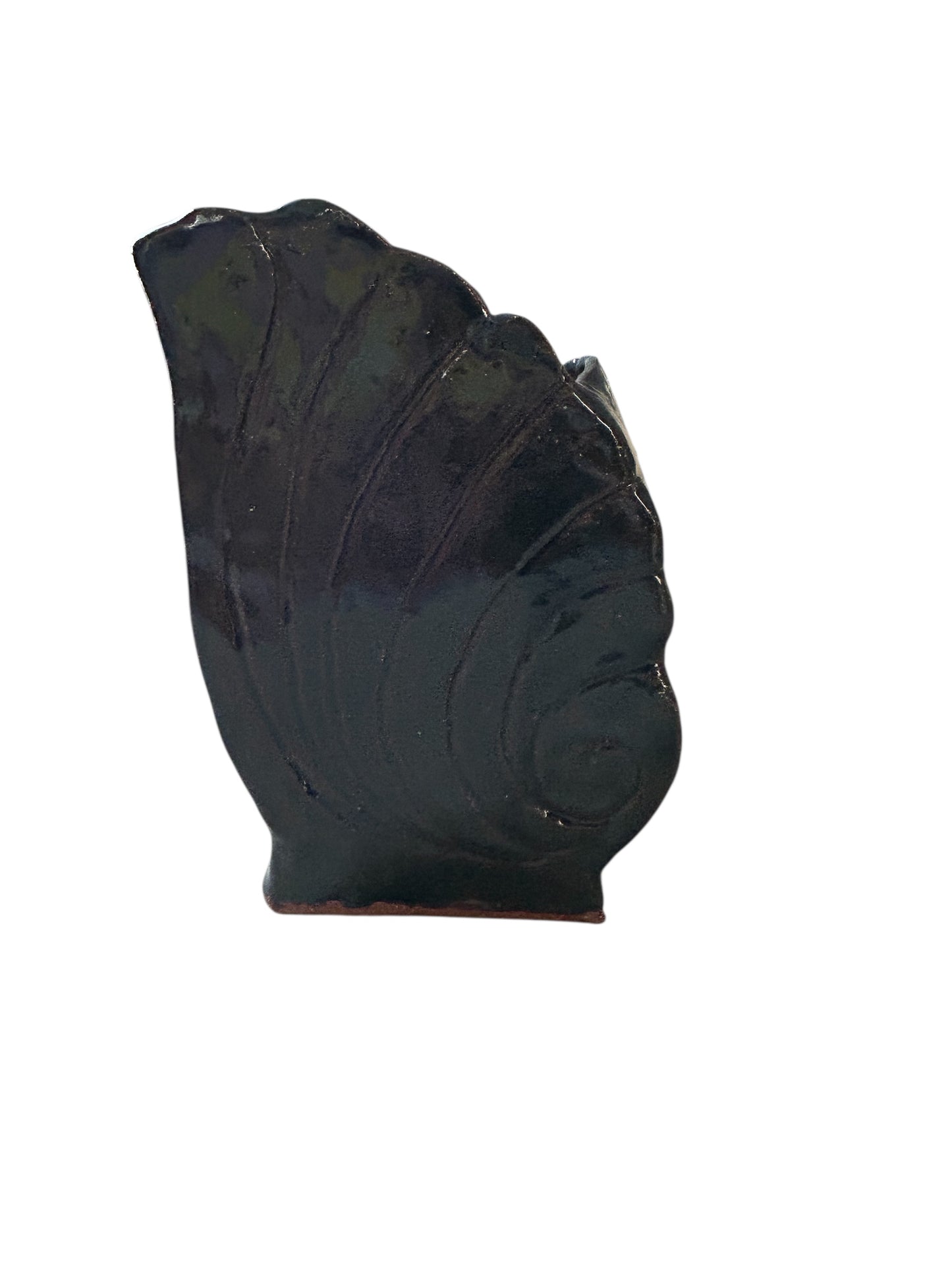 Medium Retro Camark-Style Nautilus Shell Vase or Planter in Deep Sea Blue