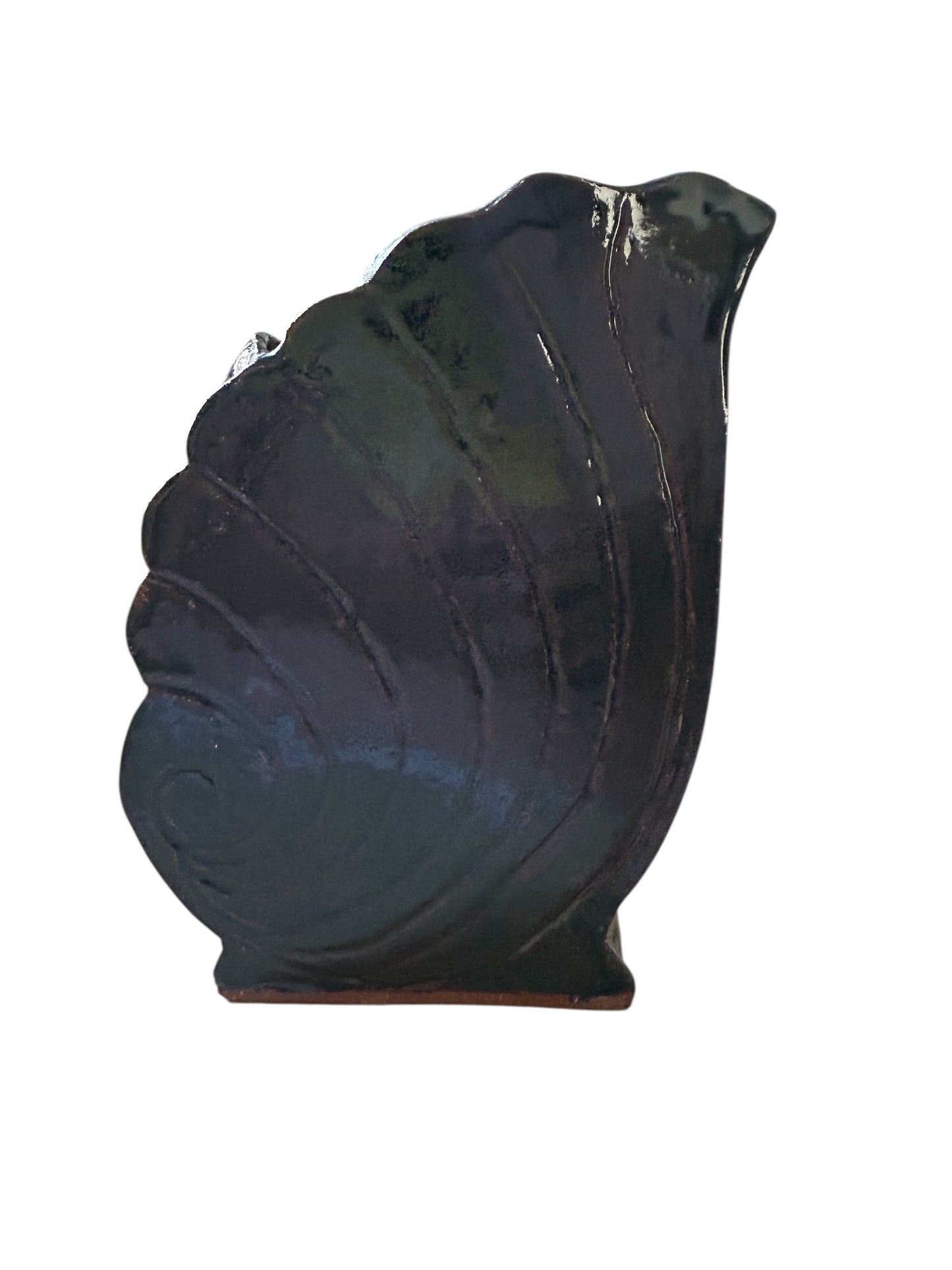 Medium Retro Camark-Style Nautilus Shell Vase or Planter in Deep Sea Blue