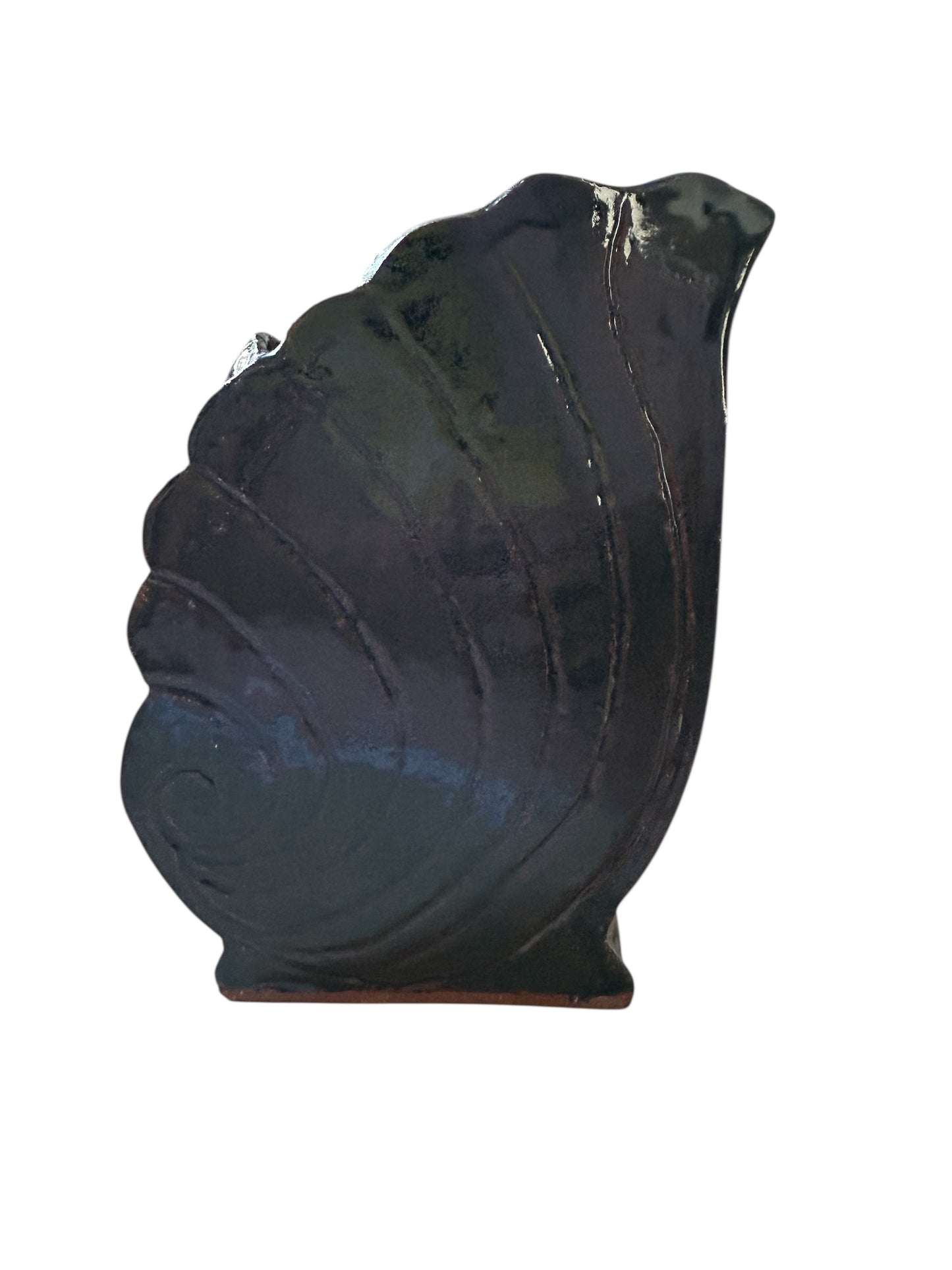 Medium Retro Camark-Style Nautilus Shell Vase or Planter in Deep Sea Blue