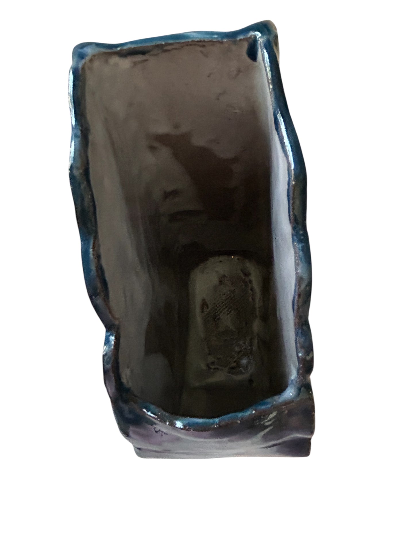 Medium Retro Camark-Style Nautilus Shell Vase or Planter in Deep Sea Blue