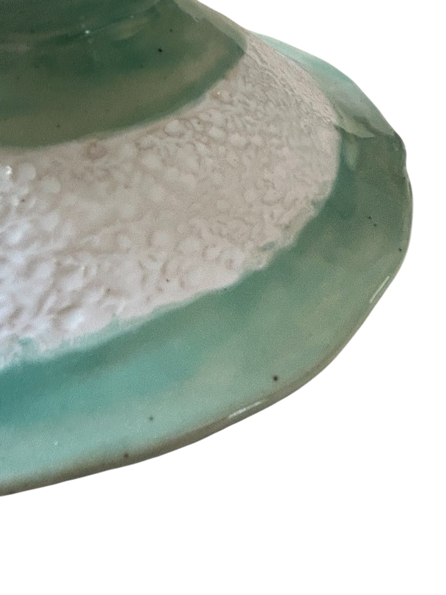 Handbuilt Slab Pottery "UFO" Upside Down Centerpiece Vase with Colorblocking in White and Lime Green