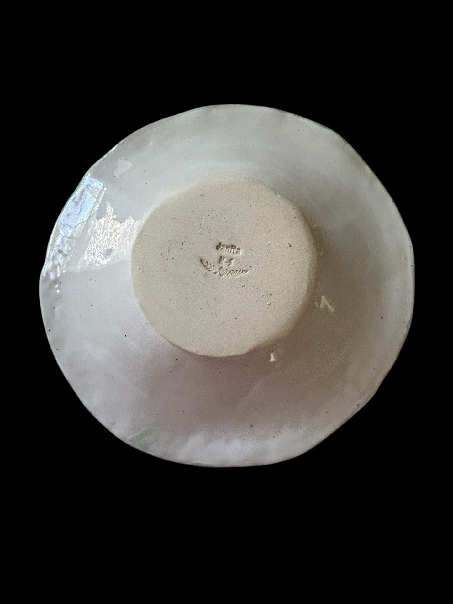 Handbuilt Slab Pottery "UFO" Upside Down Centerpiece Vase with Colorblocking in White and Lime Green