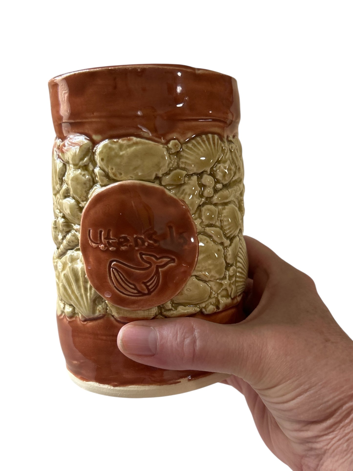 Kitchen Utensil Holder #15 with Sprigged Shells Banner Design