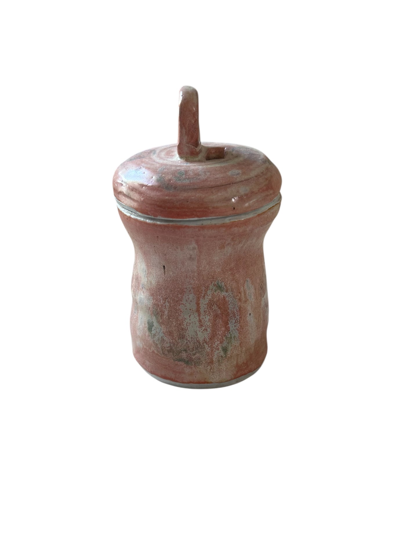 Small Lidded Dream Jar # 48 in Light Pink with Spiral Topper