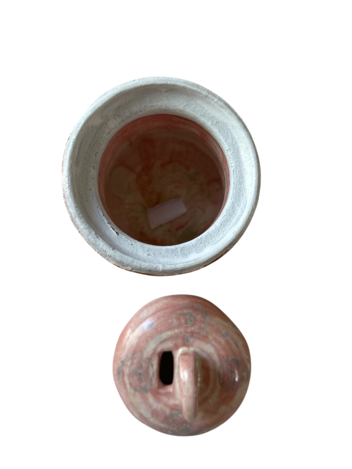 Small Lidded Dream Jar # 48 in Light Pink with Spiral Topper
