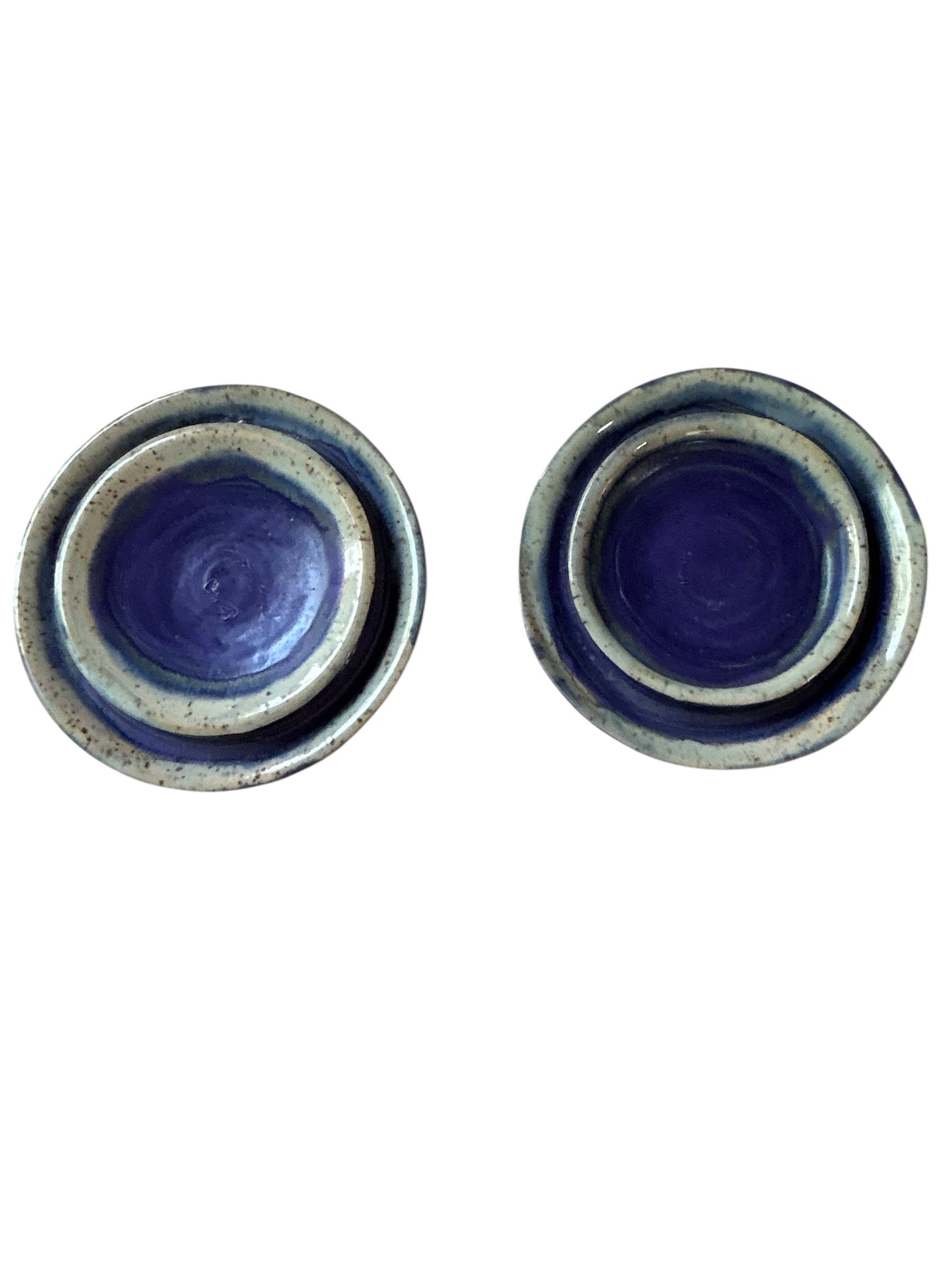 Wheel-Thrown Icing Tea Cups and Saucers #86 in Aspen Blue and Snowy White