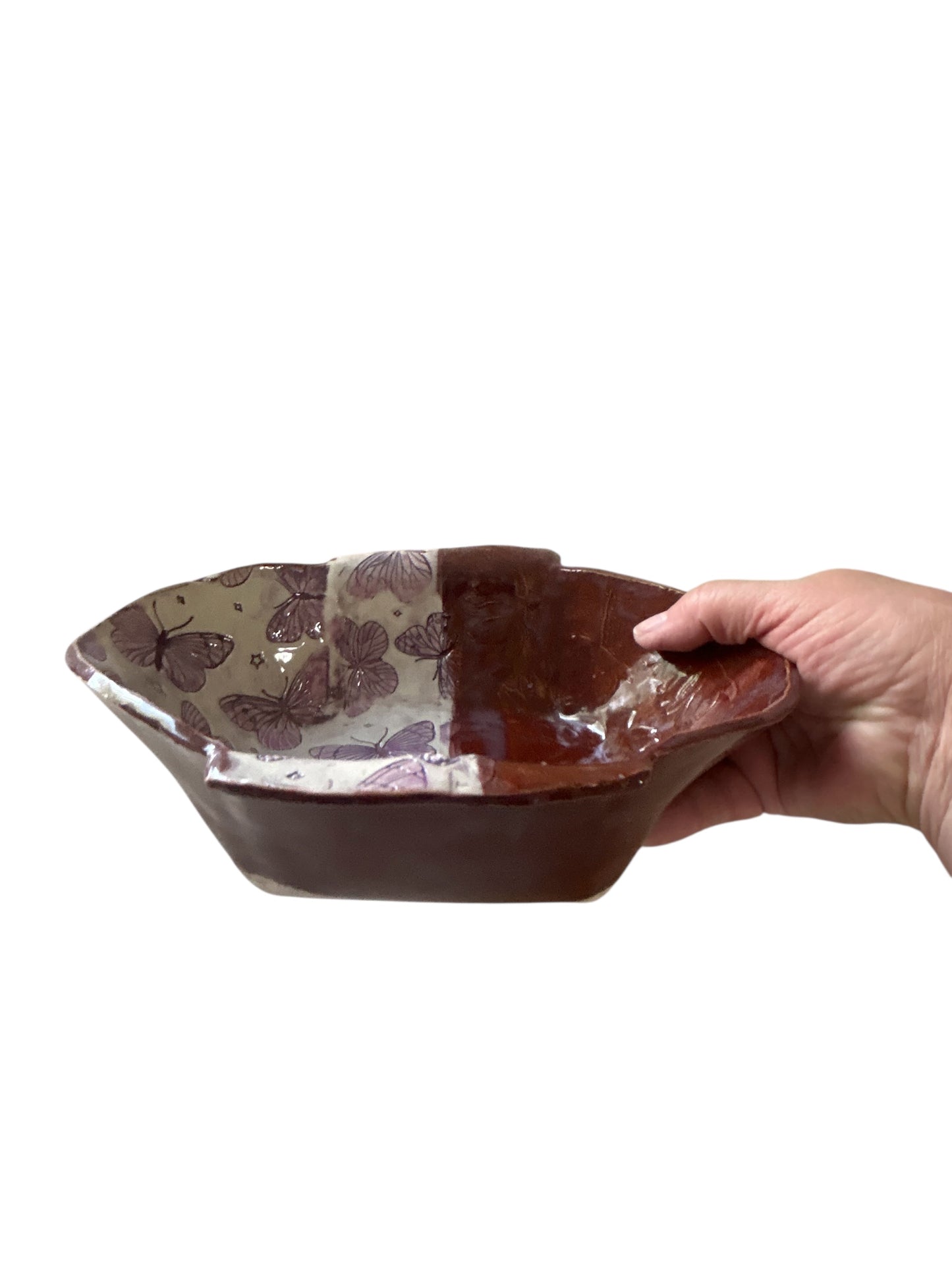 Small Textured Origami Casserole #67 with Butterflies and Flower Designs
