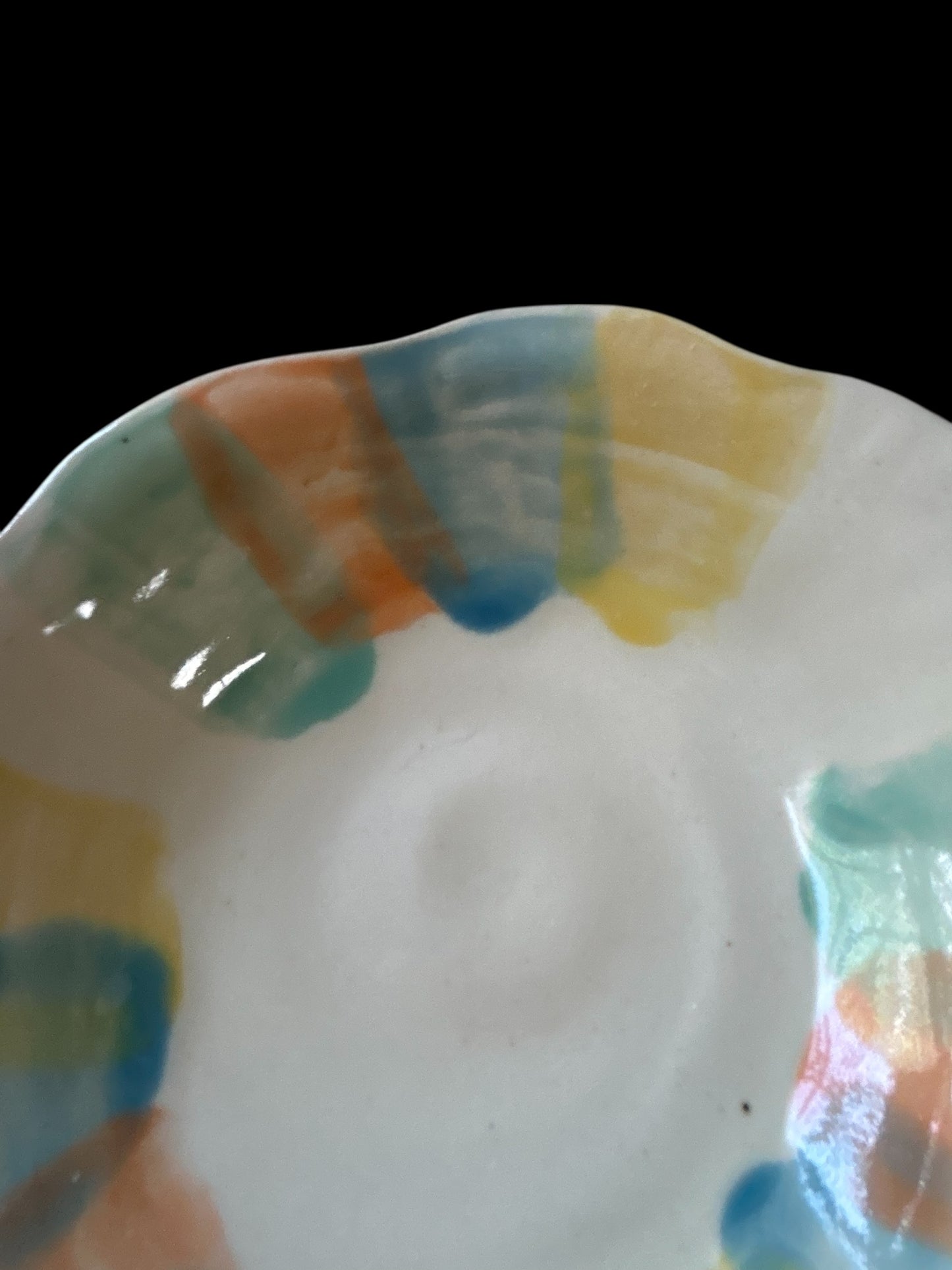 Complete Dinnerware Set for One #9 with Carved and Multicolor Rim