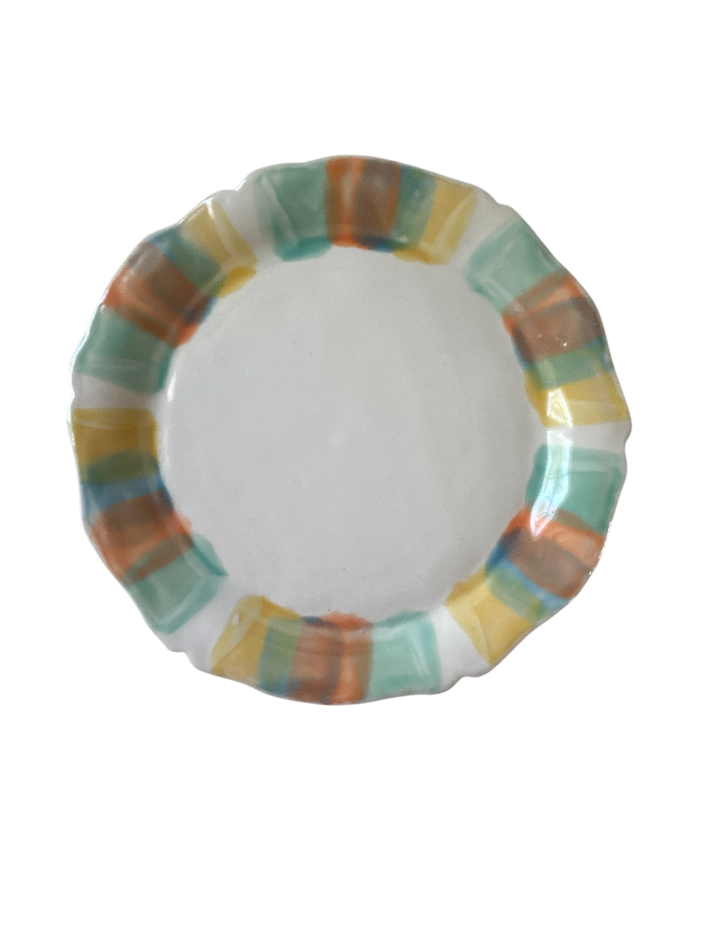 Complete Dinnerware Set for One #9 with Carved and Multicolor Rim