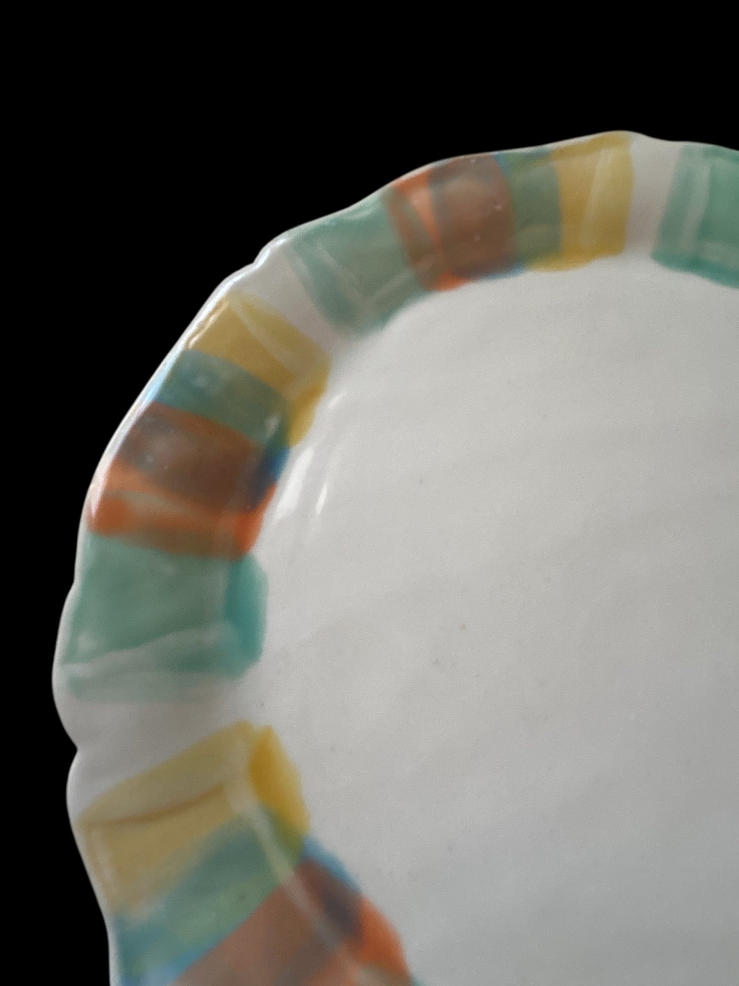 Complete Dinnerware Set for One #9 with Carved and Multicolor Rim