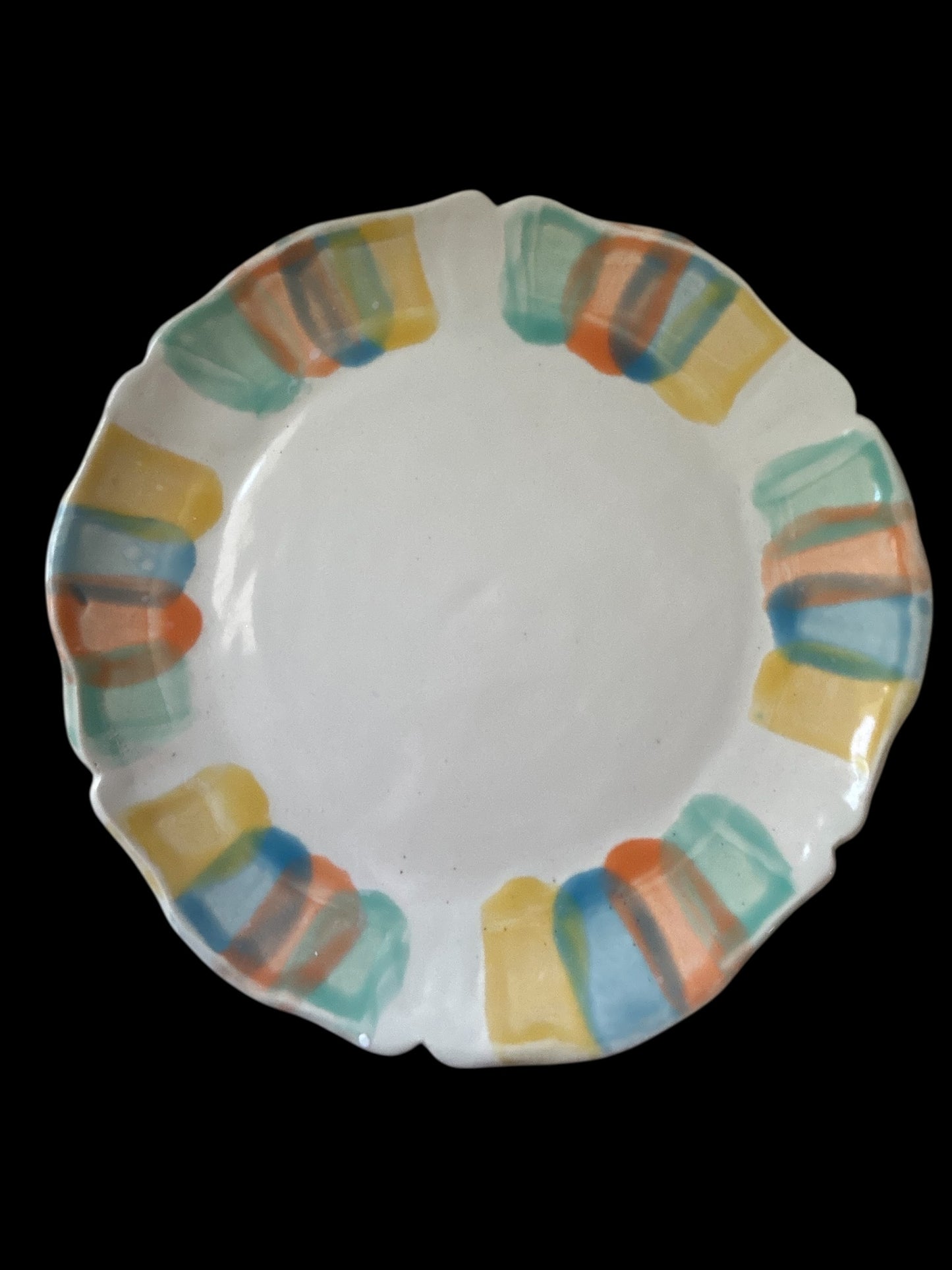 Complete Dinnerware Set for One #9 with Carved and Multicolor Rim