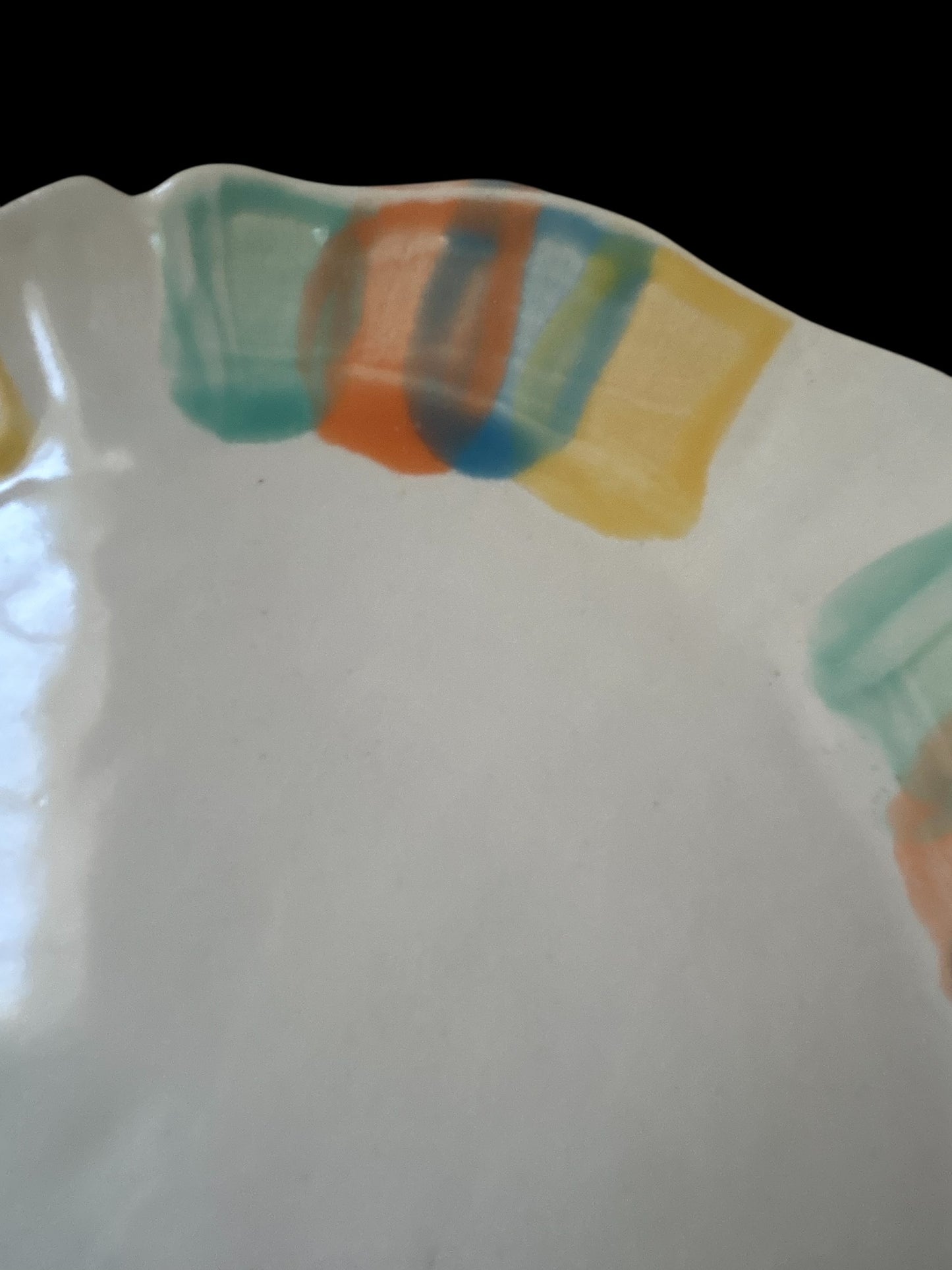 Complete Dinnerware Set for One #9 with Carved and Multicolor Rim