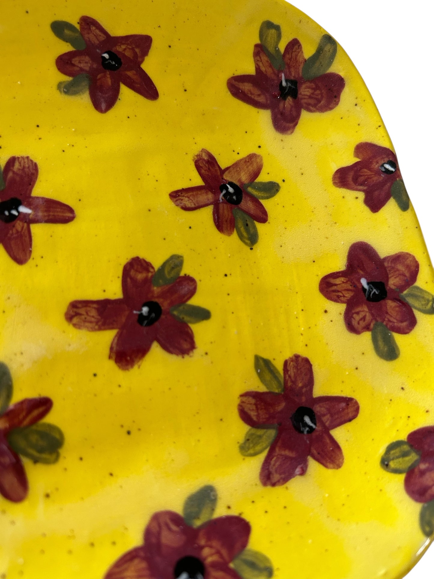 Set of Four Square Handbuilt Side Plates #43 with Handpainted Flower Designs