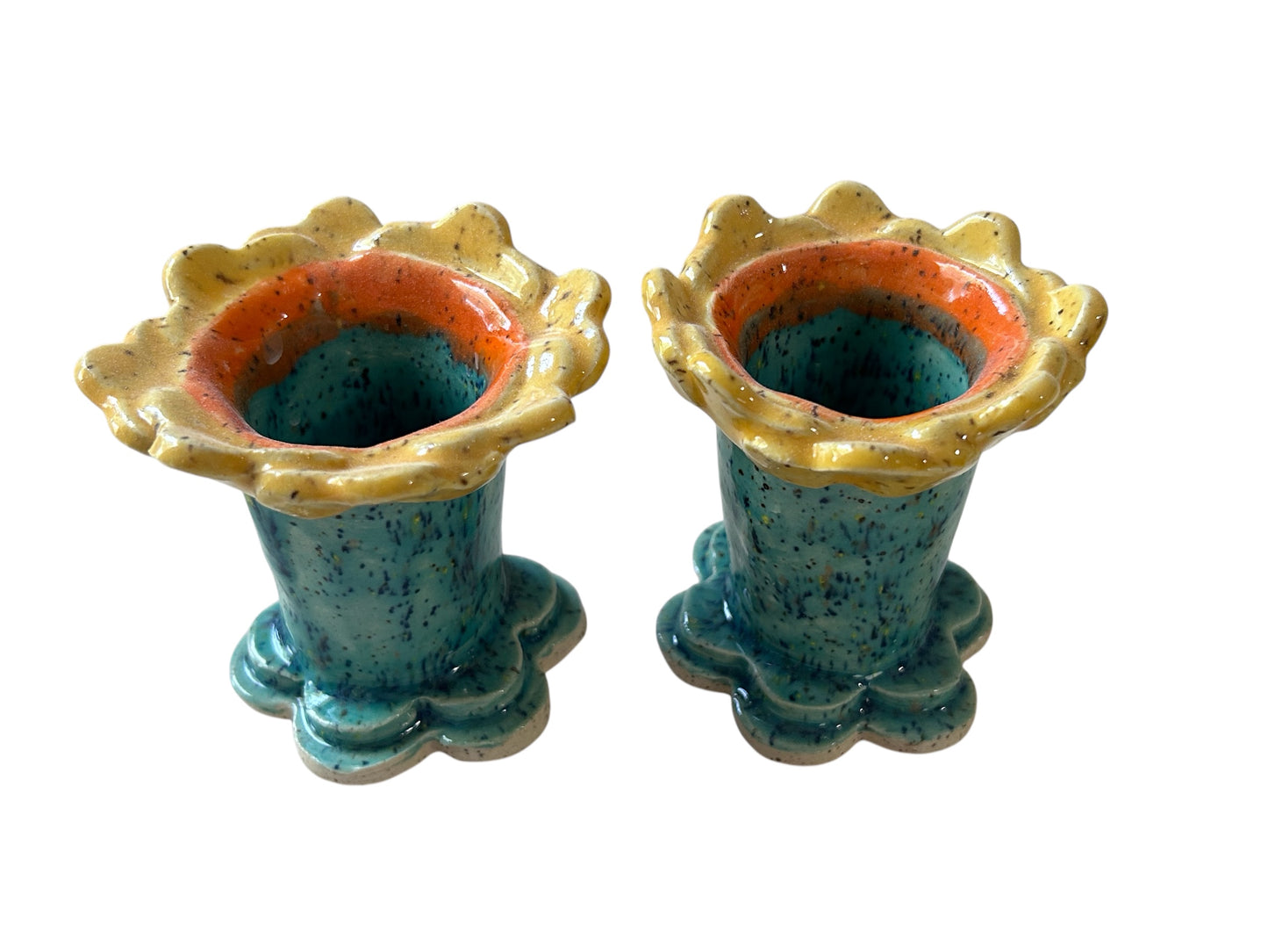 Handbuilt Egg Cups #47 in Your Choice of Chicken or Flower Design