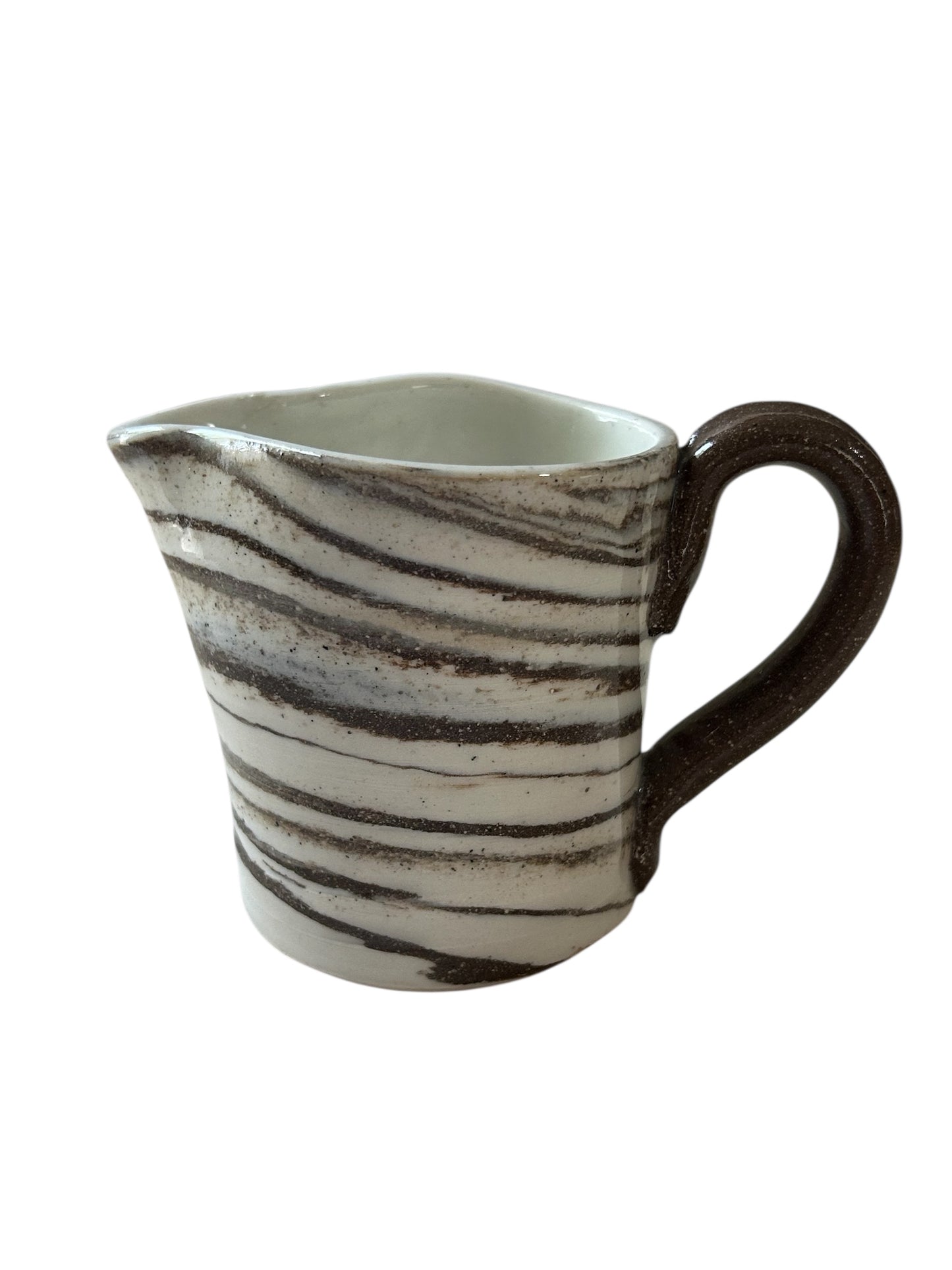 Marbled Wheel-Thrown Creamer #27 in White and Dark Chocolate Stoneware Clay