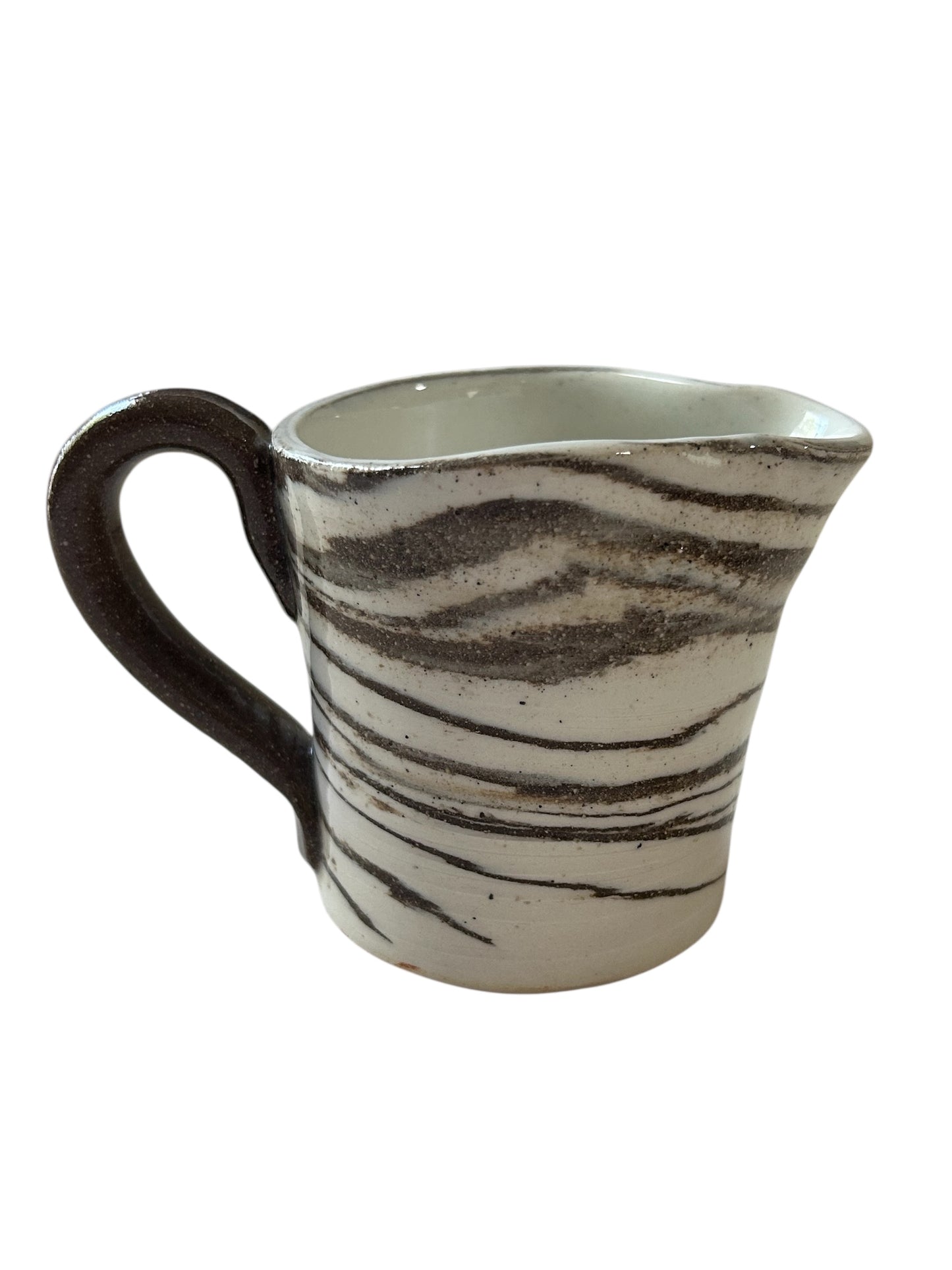 Marbled Wheel-Thrown Creamer #27 in White and Dark Chocolate Stoneware Clay