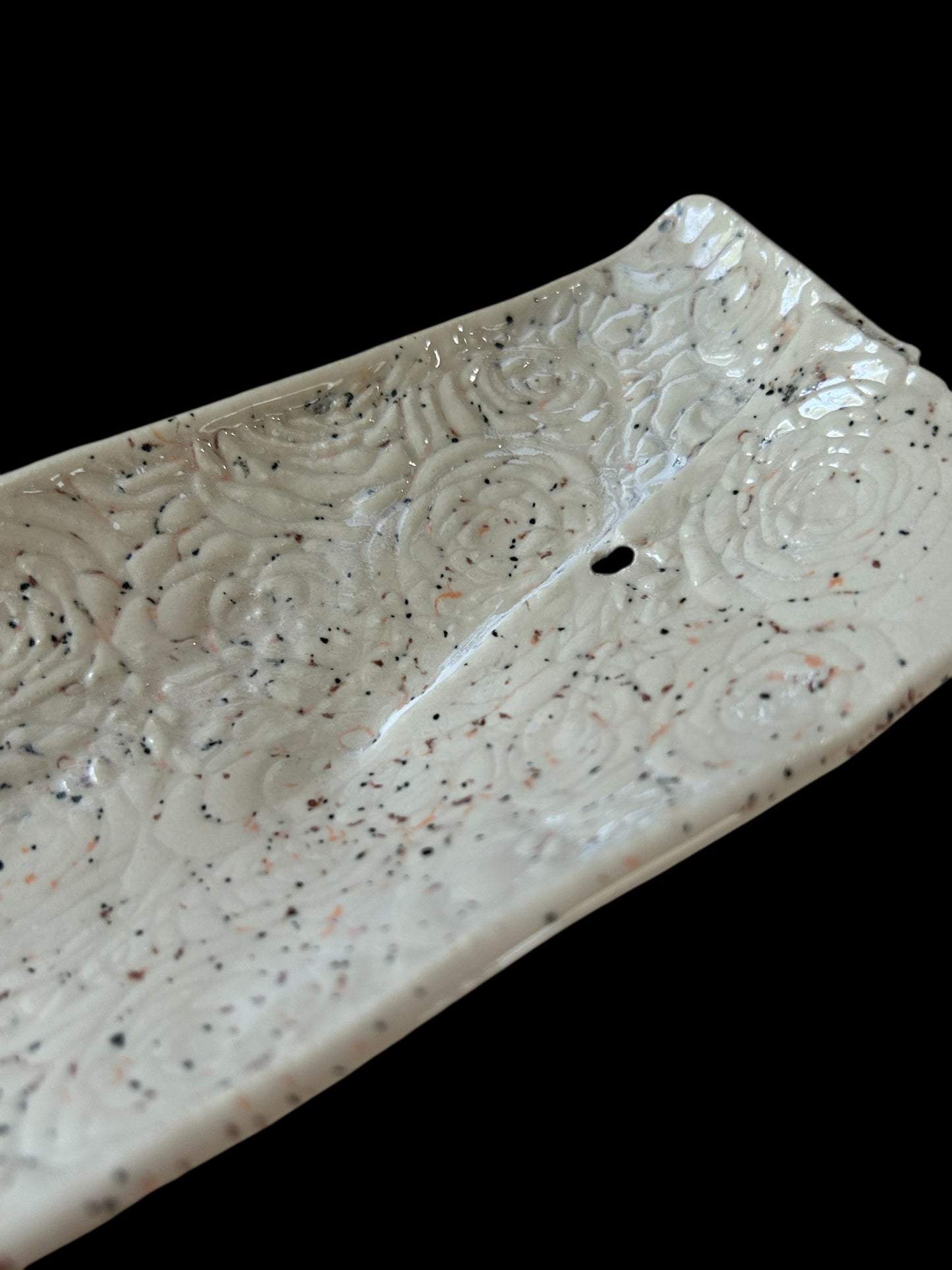 Origami Stick Incense Holder #70 with Sprigged Rose Applique and Texture