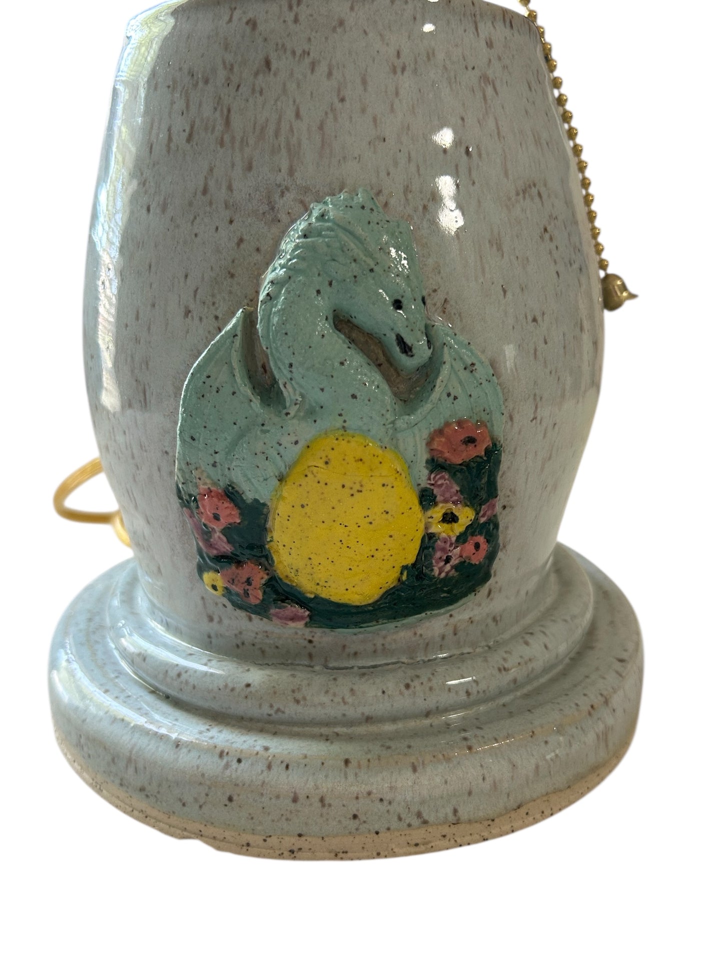 Fantasy Lamp #1 with Sprigged and Applique Dragon and 3D Printed Lampshade