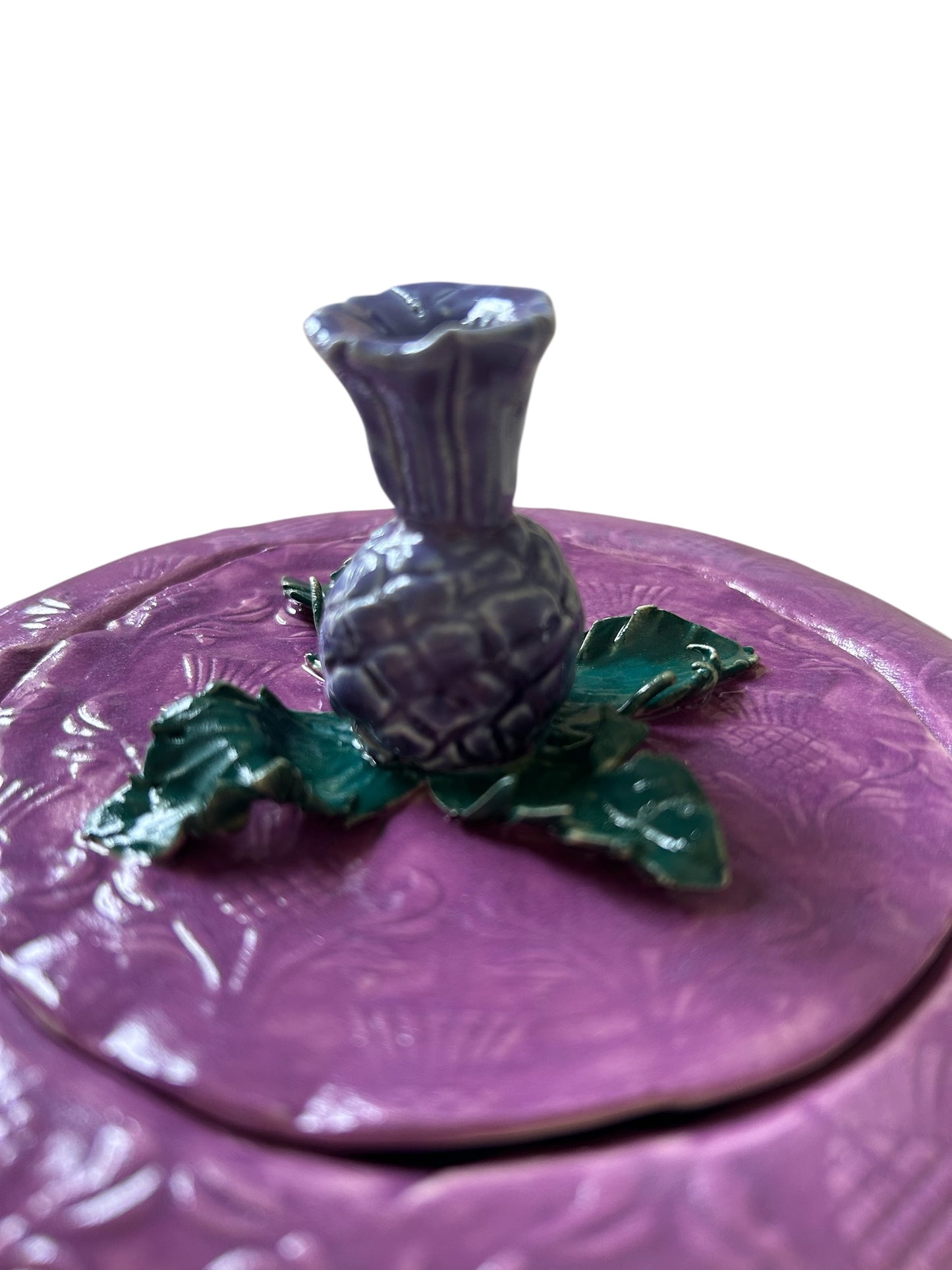 Textured Puffy Jar #1 and Lid with Sculpted Scottish Thistle Topper