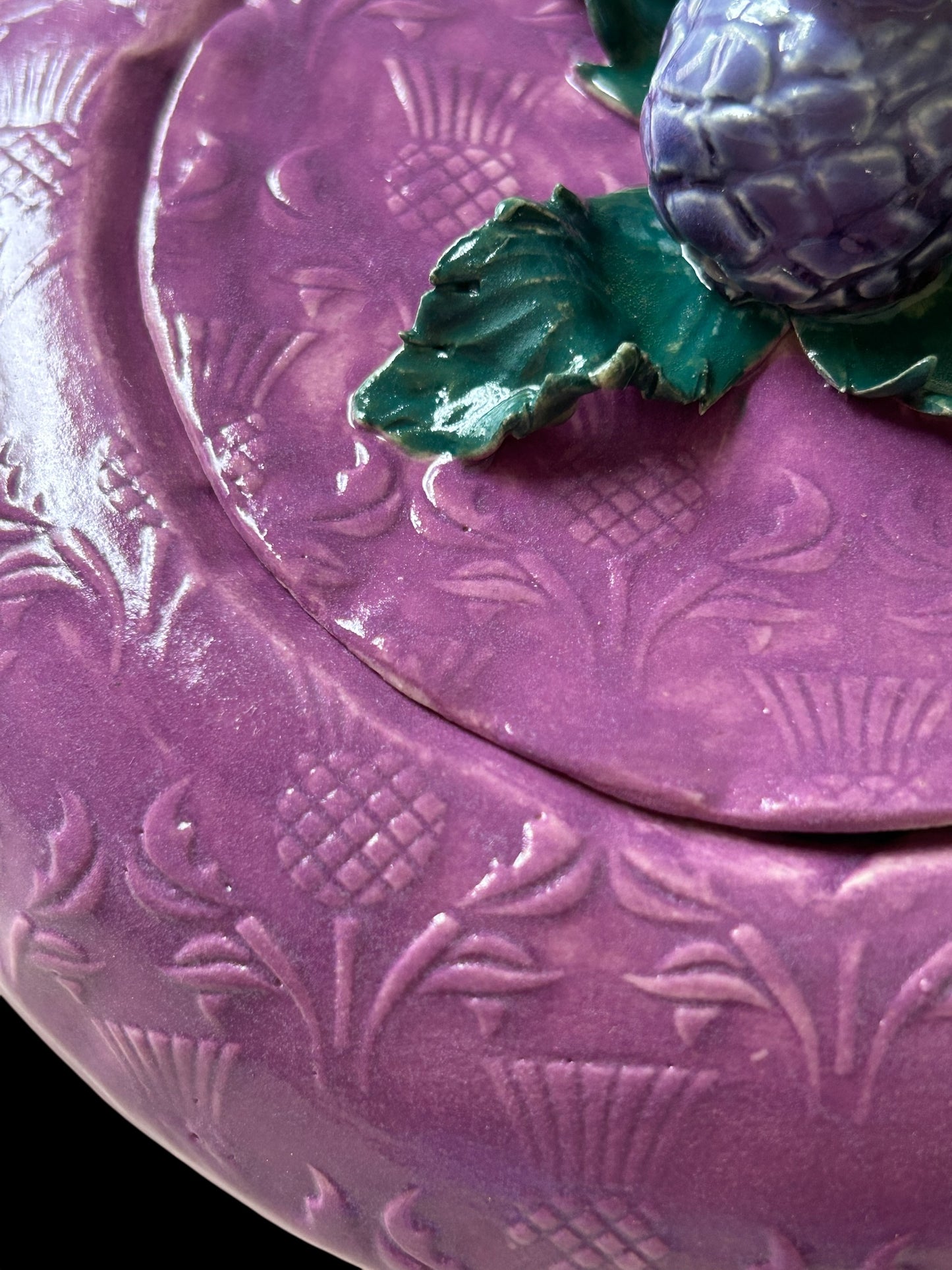 Textured Puffy Jar #1 and Lid with Sculpted Scottish Thistle Topper