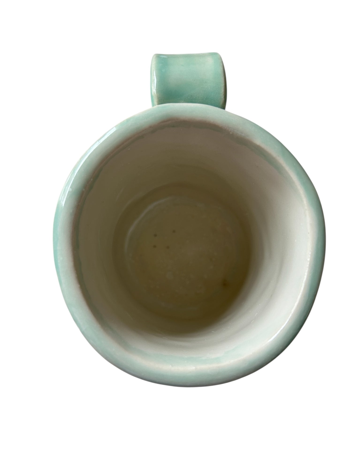 Stamped Leaf and Flower Mug #30 in Yellow and Dark Green