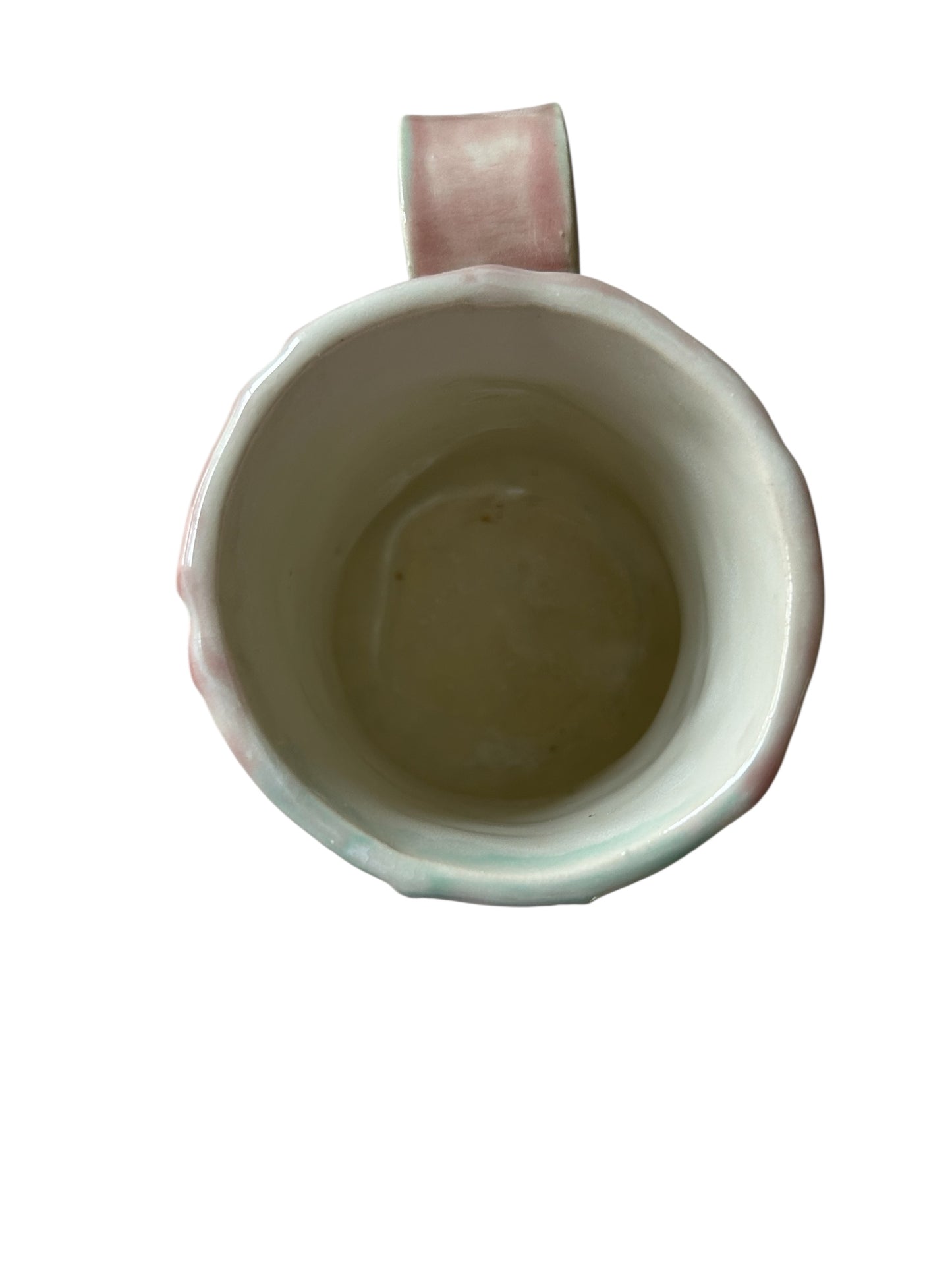 Stamped Handbuilt Art Deco Mug #31 with Stylized Leaves and Flowers in Plum and Aqua