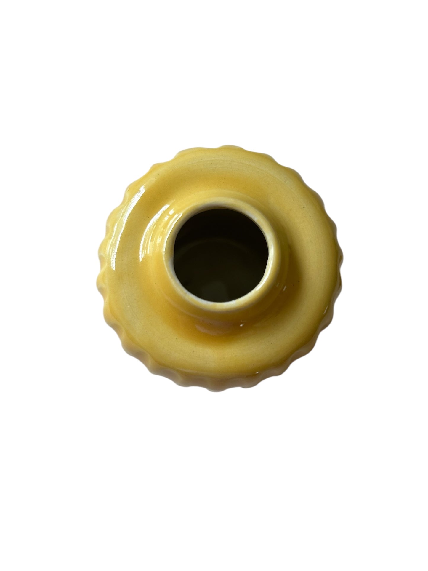 Small Fluted Bottle #2 in Marigold Yellow with Natural Cork Top