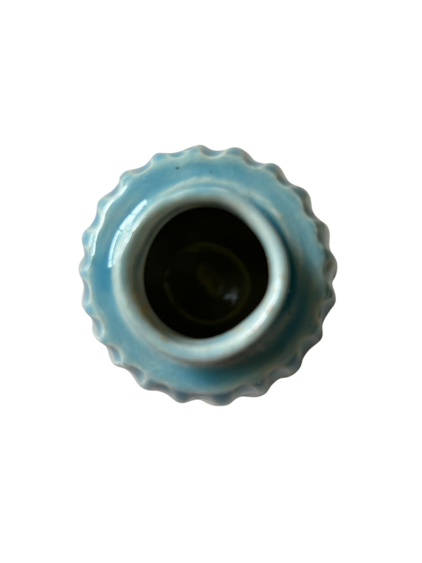 Medium Fluted Bottle #3 in Translucent Blue Lagoon with Natural Cork Top