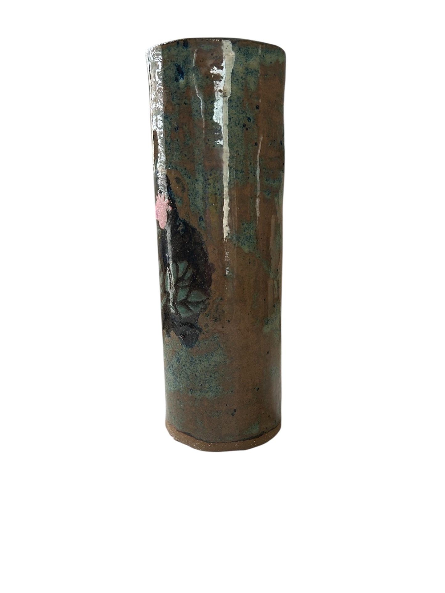 Tall Rustic Vase #7 with Scottish Thistle in Rutile Blue