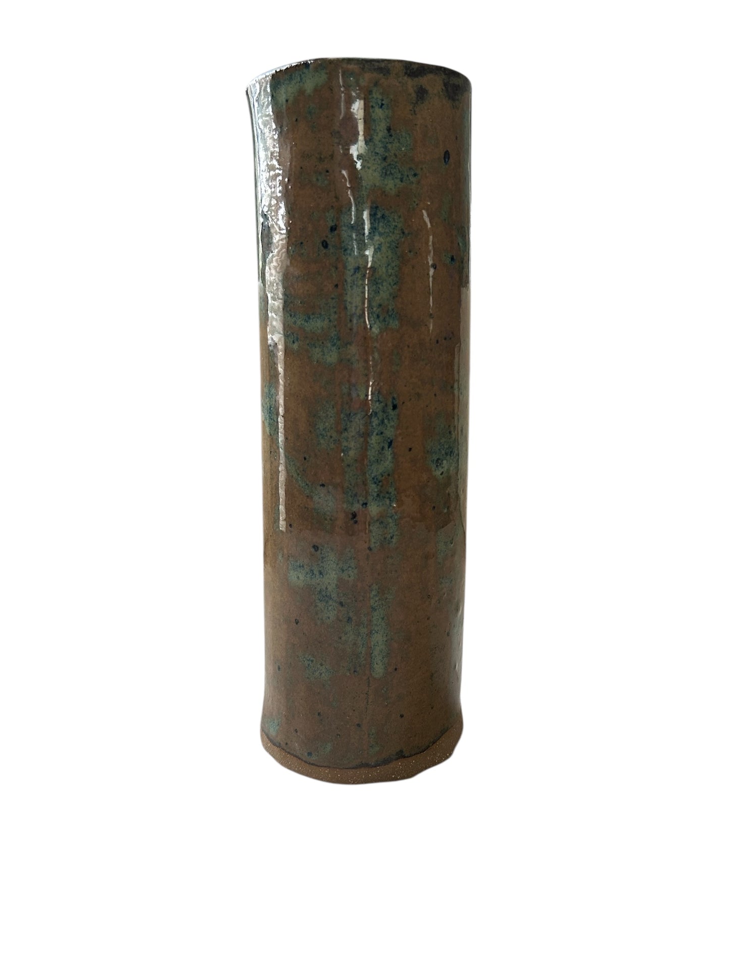 Tall Rustic Vase #7 with Scottish Thistle in Rutile Blue