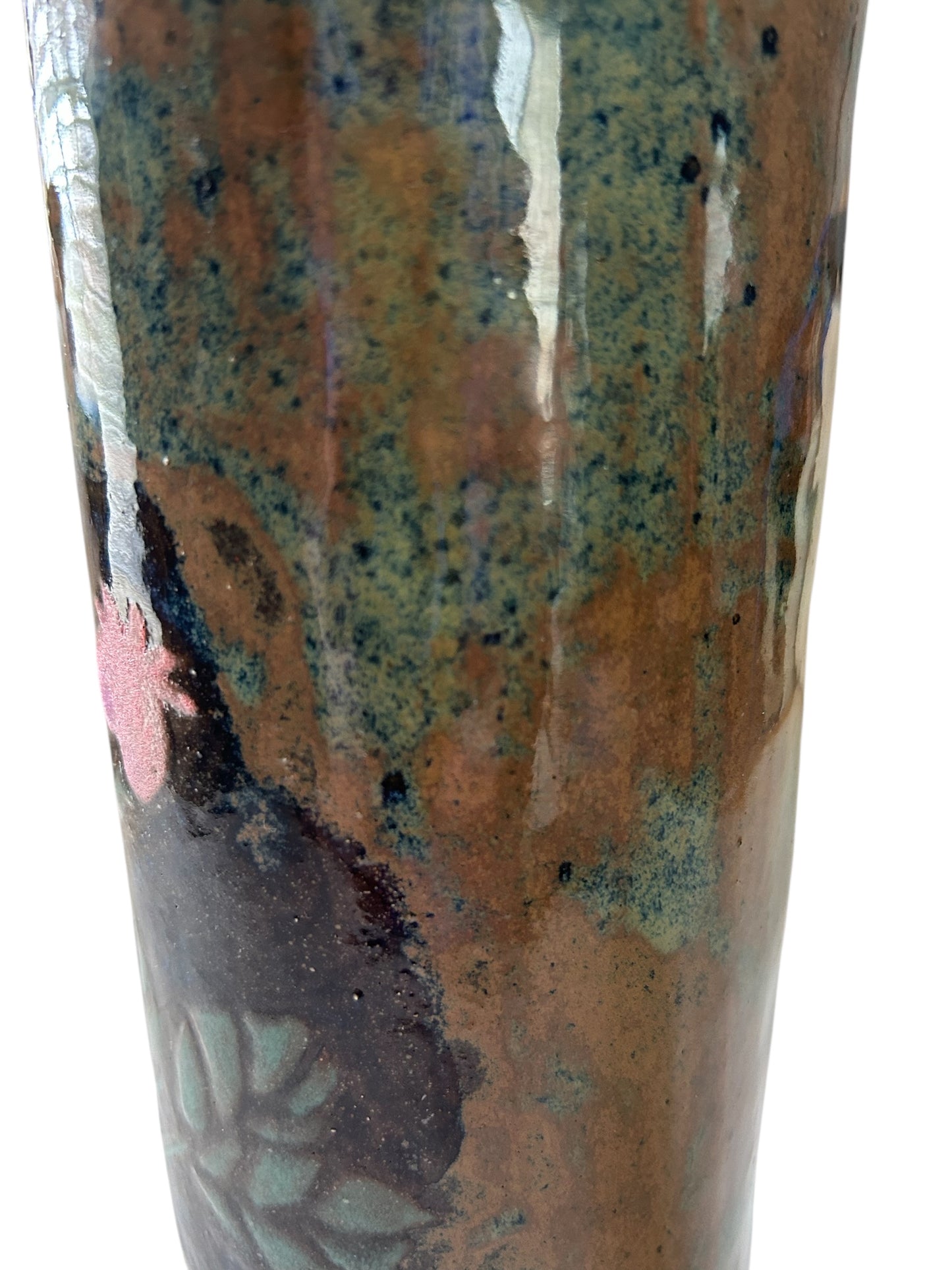 Tall Rustic Vase #7 with Scottish Thistle in Rutile Blue