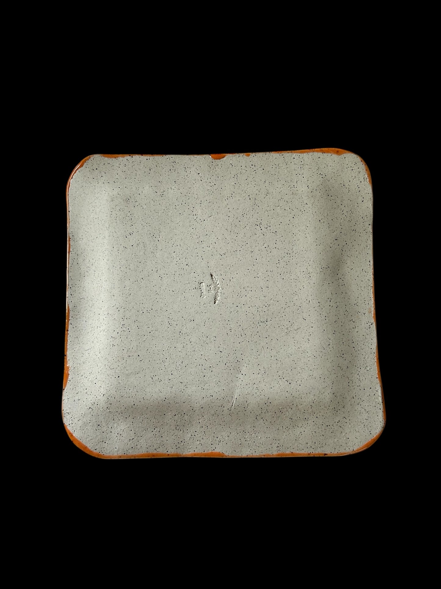 Small Handbuilt Textured Slab Halloween Treat Tray #14 with Jack-O'-Lanterns in Harvest Orange