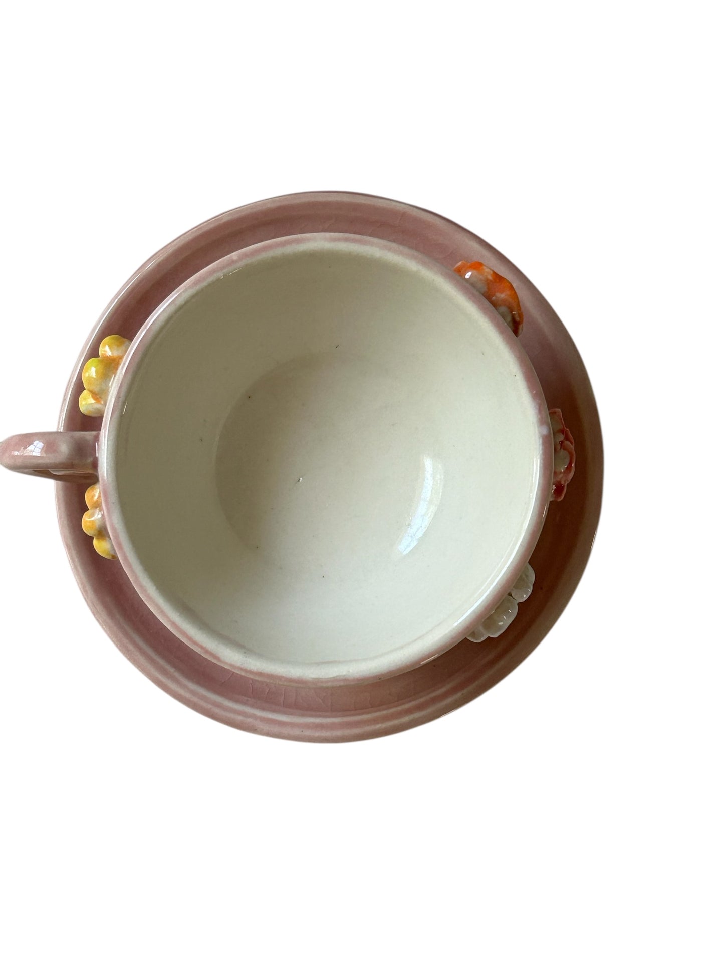 Sprigged Tea Cup and Saucer #43 with Various Flowers in Translucent Plum